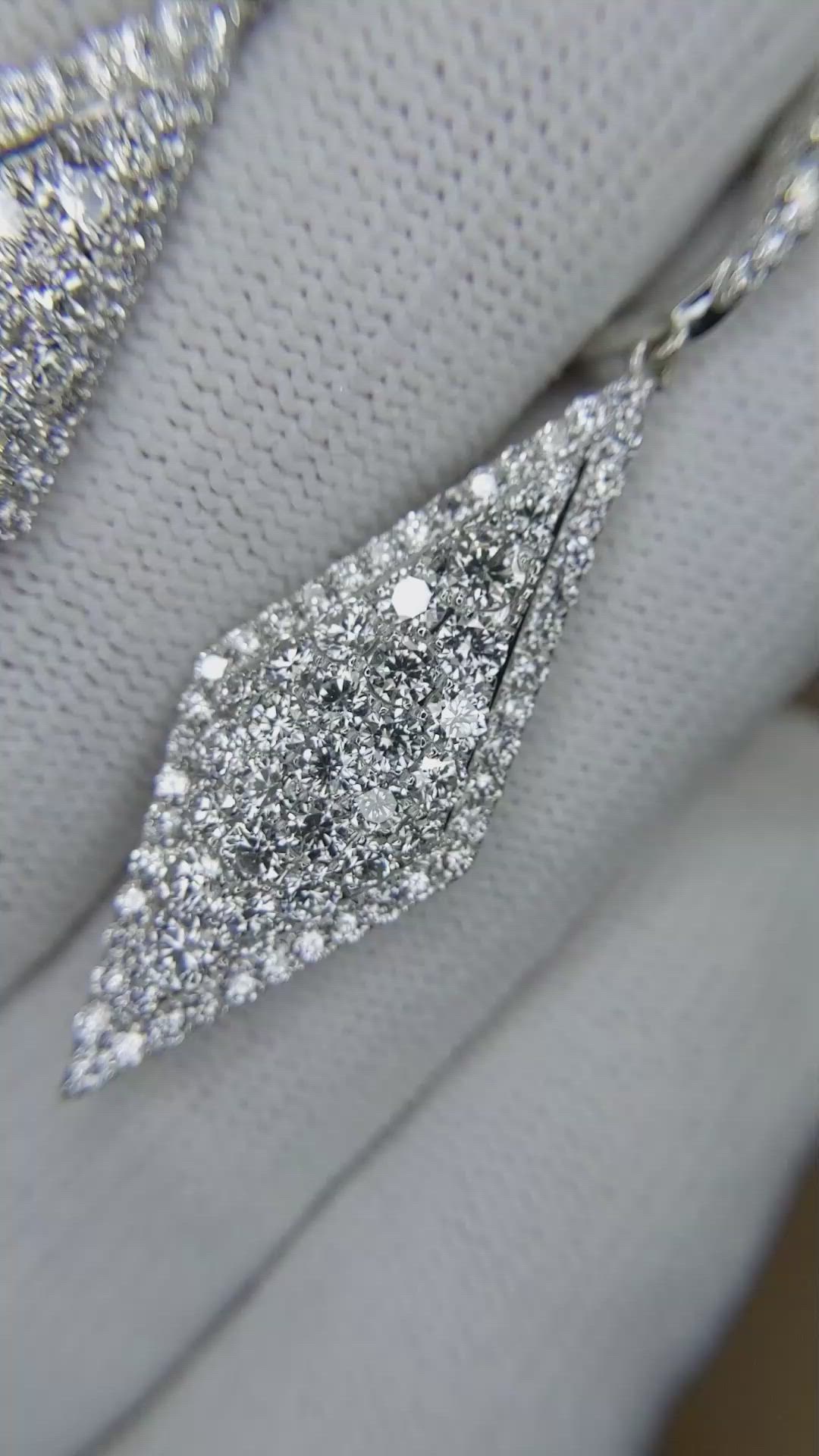 3.04 Ct.Tw.Total Carat Weight Natural Diamond Pave Earrings, 18K White Gold Size Video