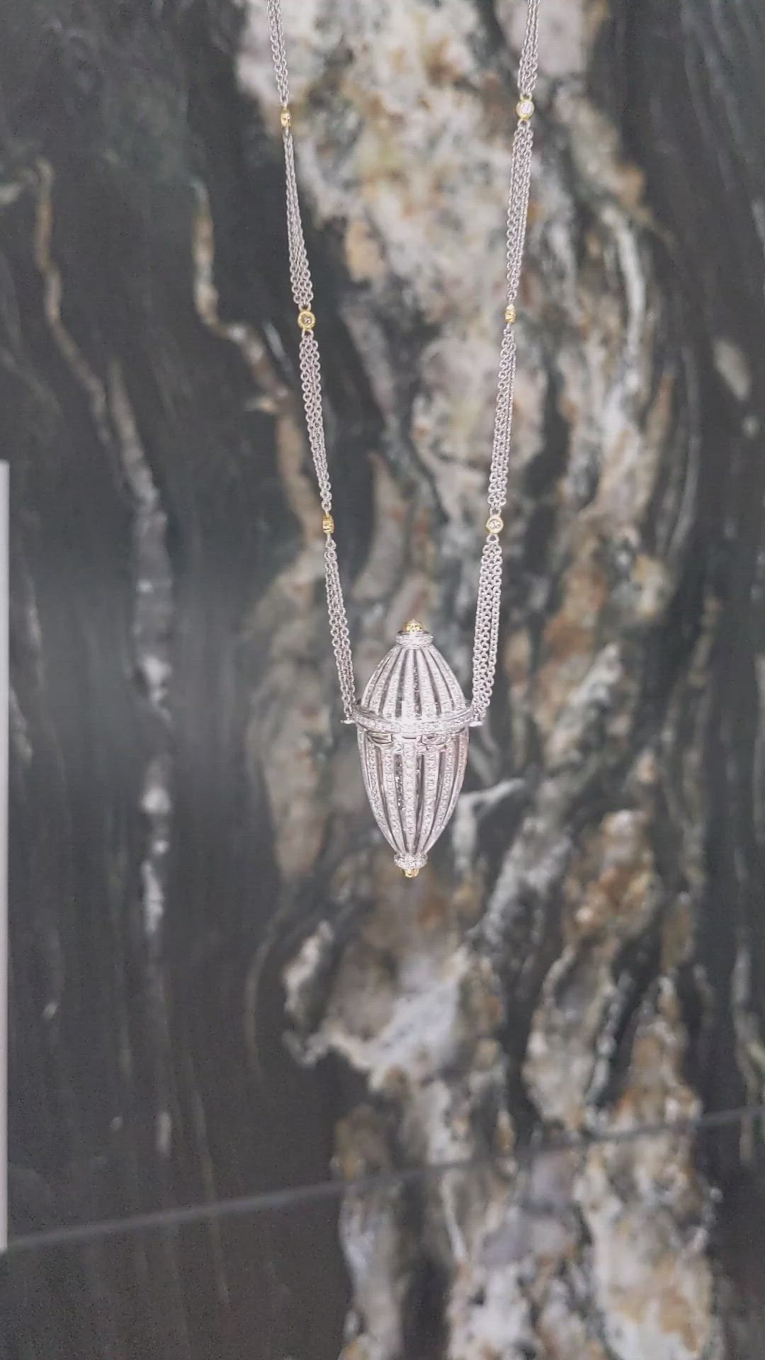 2.15 Ct. Natural Diamond Antique Style Necklace, 18K White & Yellow Size Video