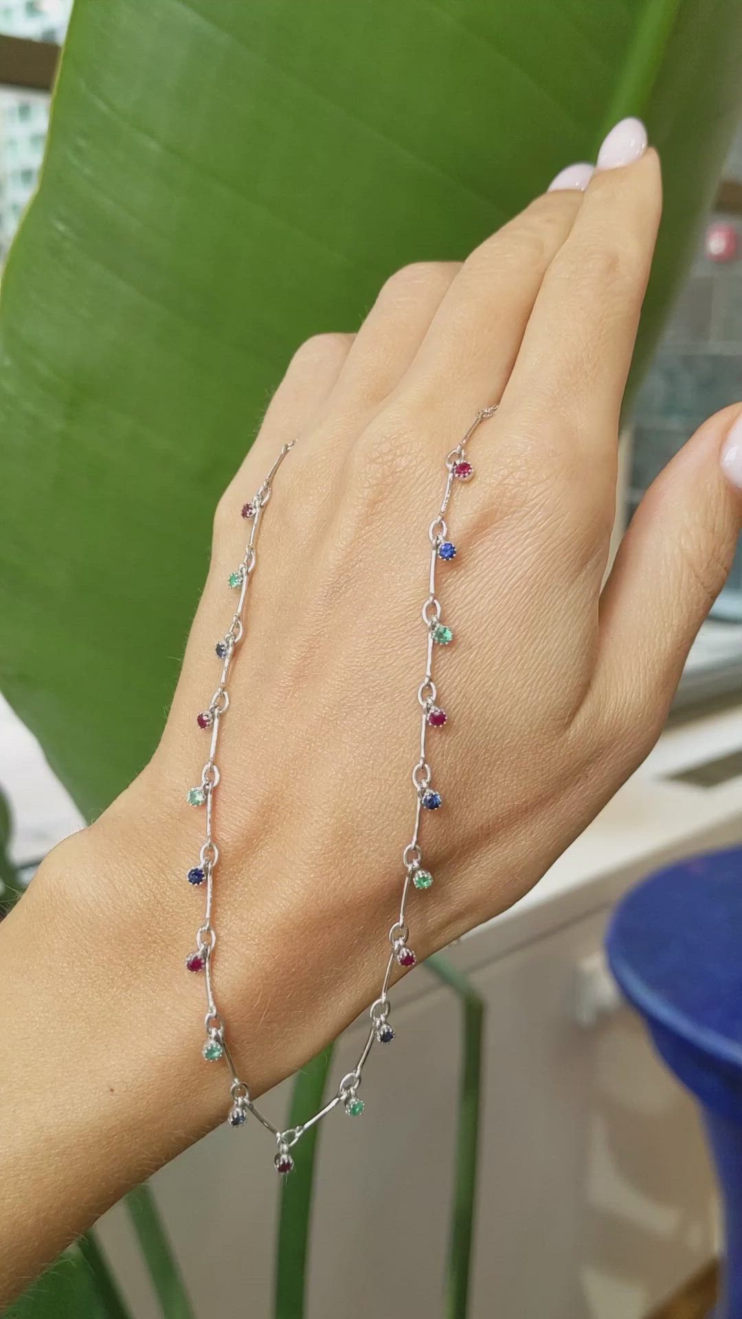 1.17&nbsp;Ct.Tw.Total Carat Weight Ruby, Blue Sapphire and Emerald Accent Stones Necklace, 14K White Gold Size Video