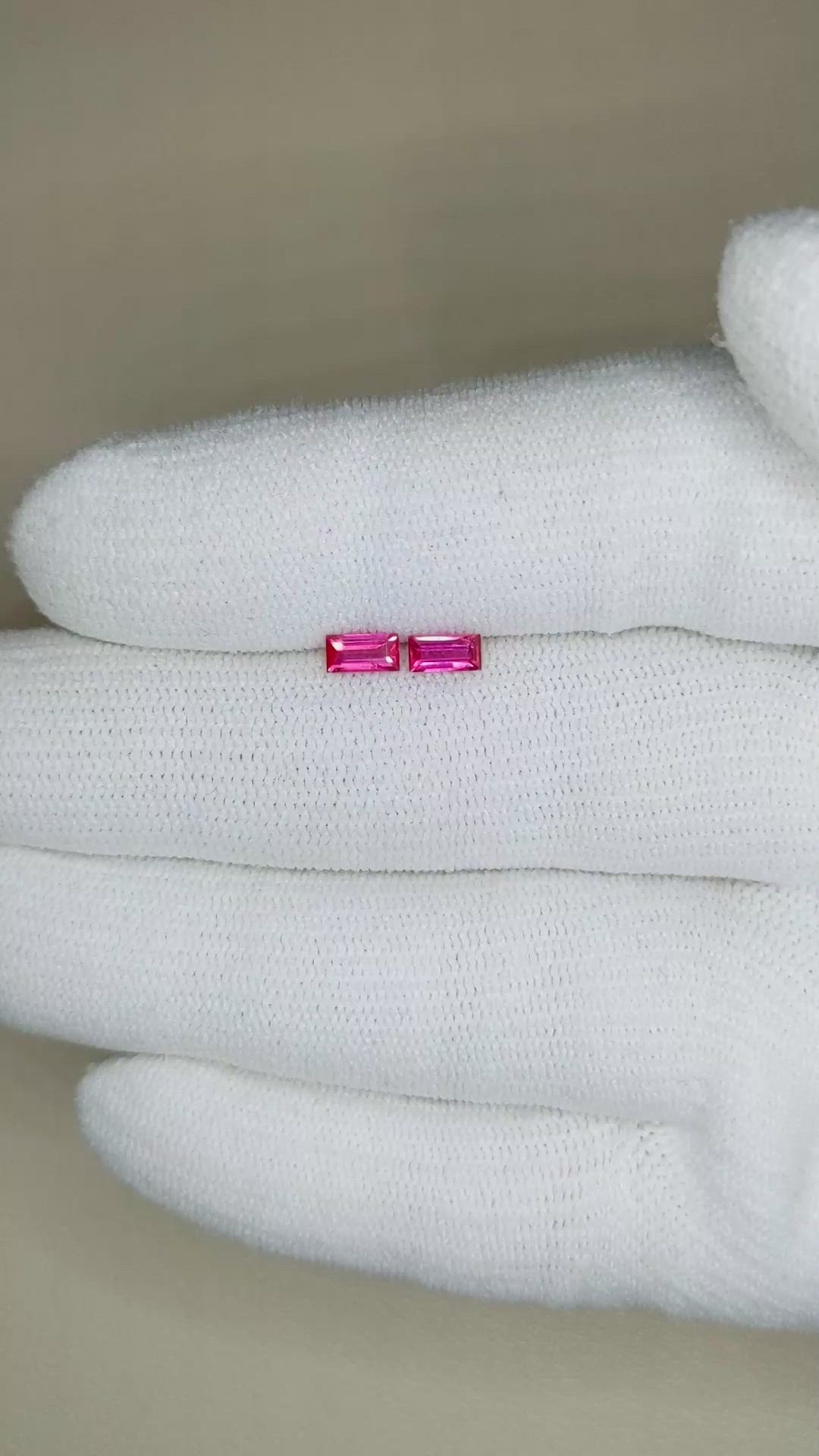 0.47 Ct.Tw.Total Carat Weight Reddish Pink Sapphire Pair from Mozambique Size Video