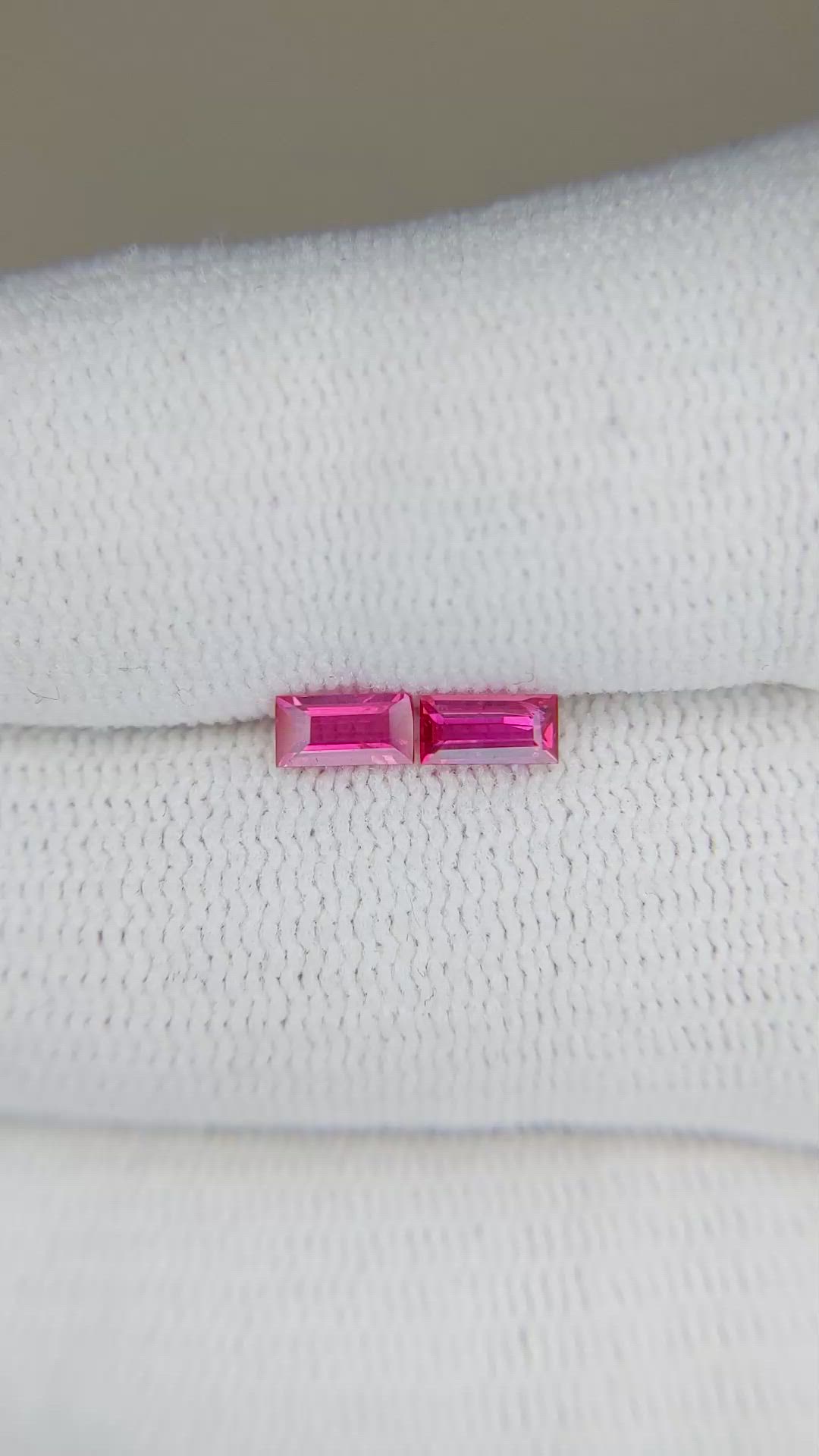 0.47 Ct.Tw.Total Carat Weight Reddish Pink Sapphire Pair from Mozambique Size Video