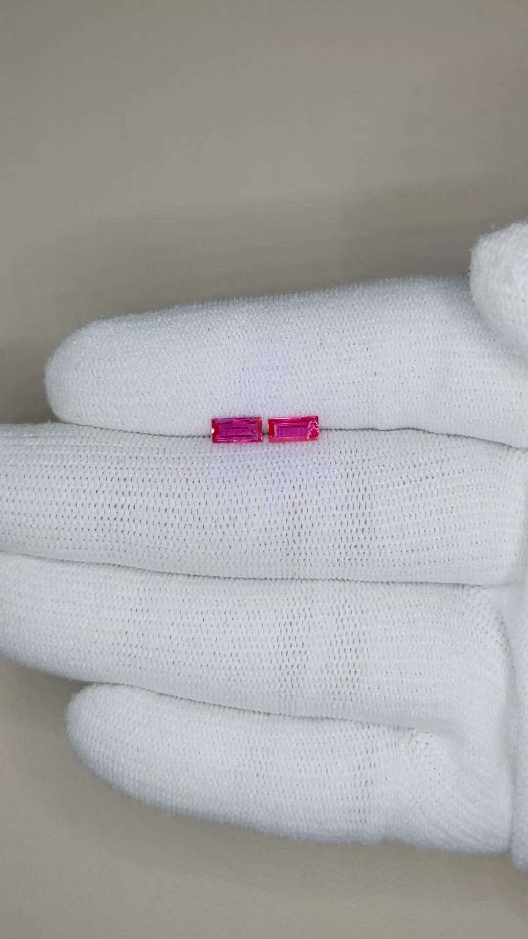 0.62 Ct.Tw.Total Carat Weight Reddish Pink Sapphire Pair from Mozambique Size Video