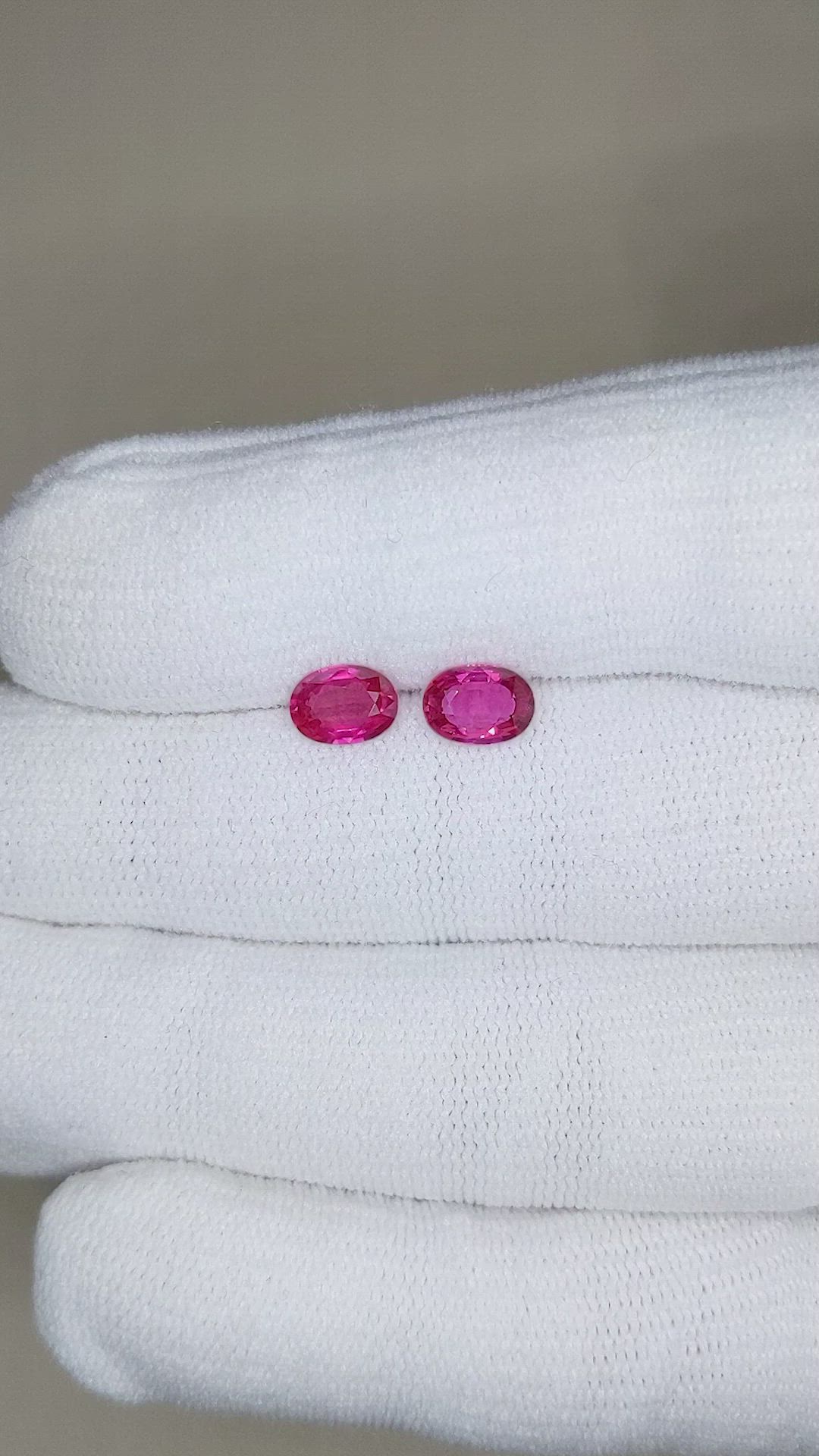 1.78 Ct.Tw.Total Carat Weight Purplish Pink Sapphire Pair from Burma (Myanmar) Size Video