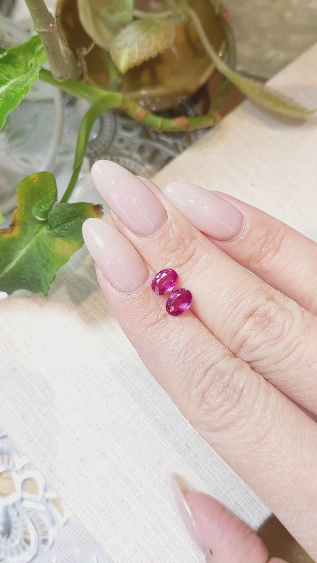 1.78 Ct.Tw.Total Carat Weight Purplish Pink Sapphire Pair from Burma (Myanmar) Size Video