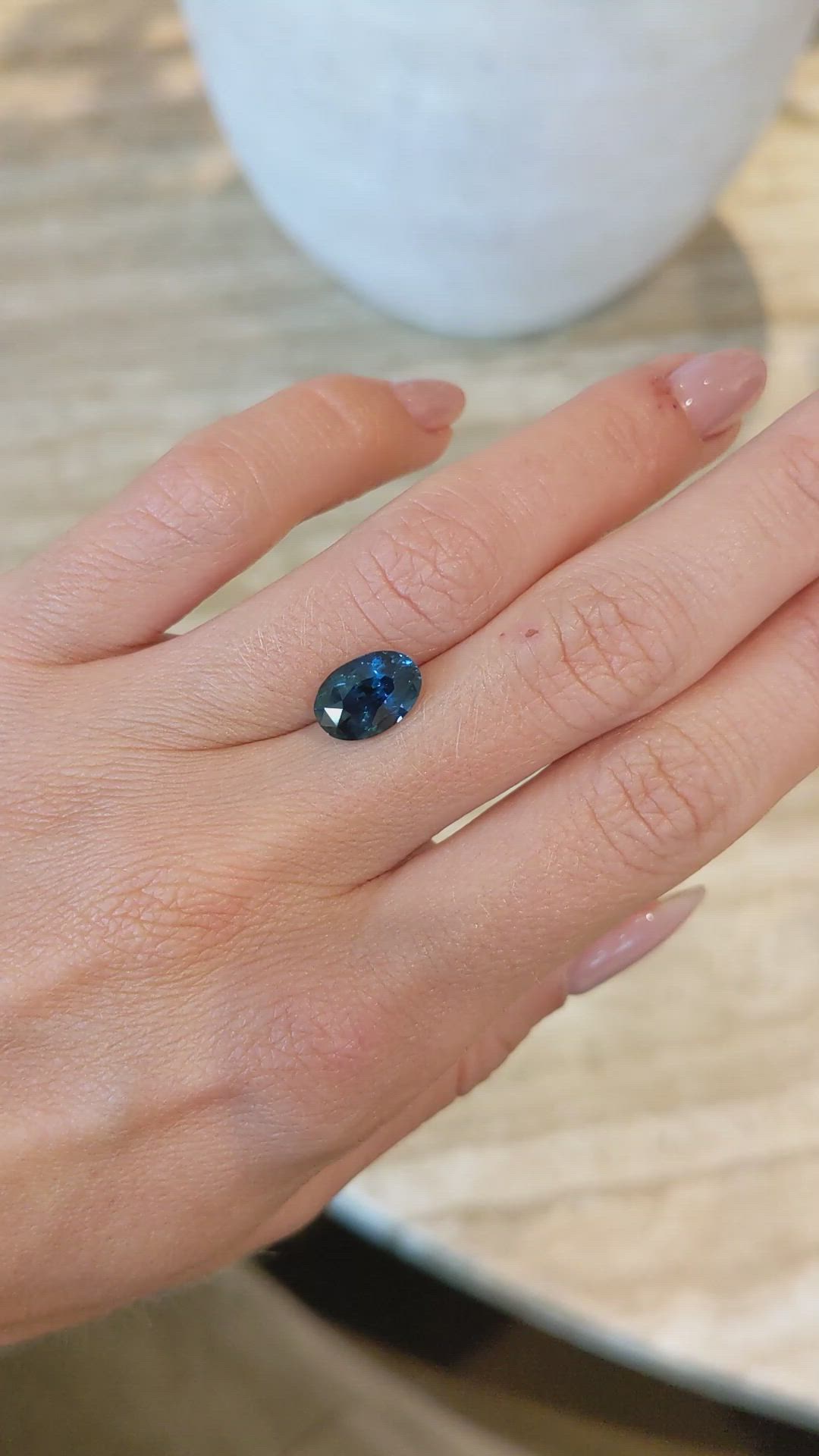 3.05 Ct. Greenish Blue Sapphire from Madagascar Size Video