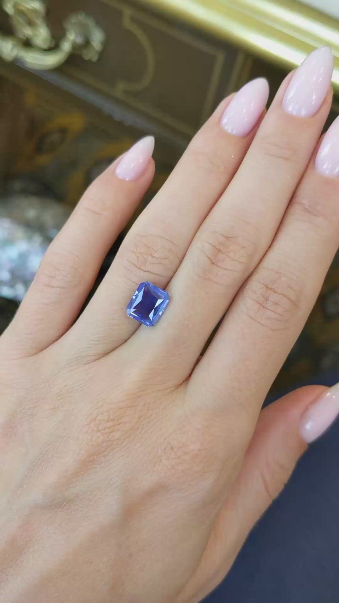 3.44 Ct. Blue Sapphire from Ceylon (Sri Lanka) Size Video