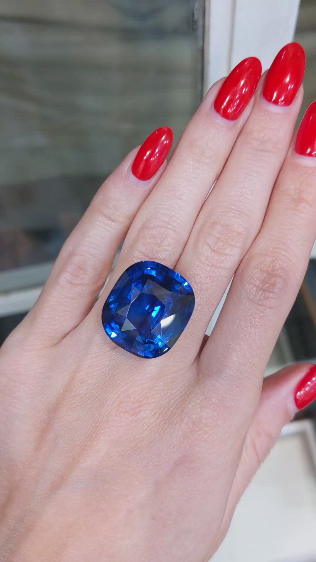 52.27 Ct. Blue Sapphire from Ceylon (Sri Lanka) Size Video