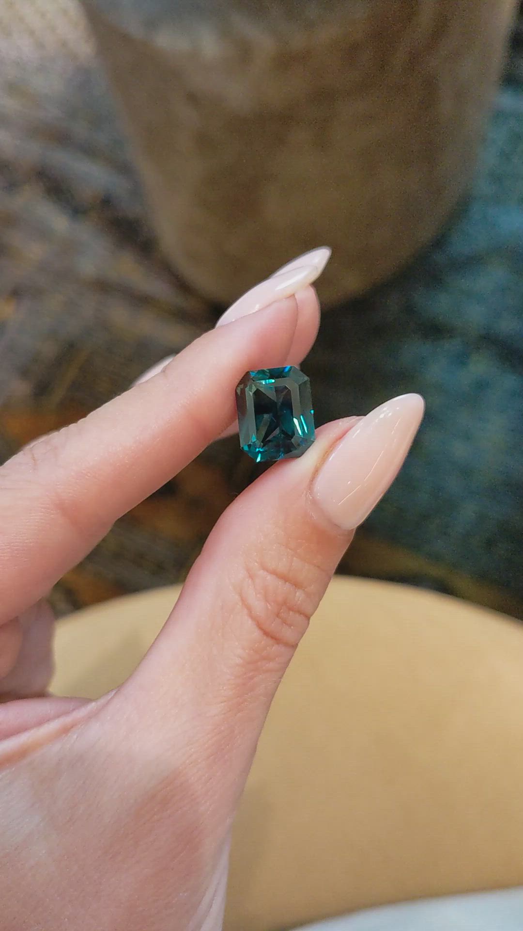 7.43 Ct. Greenish Blue Sapphire from Madagascar Size Video