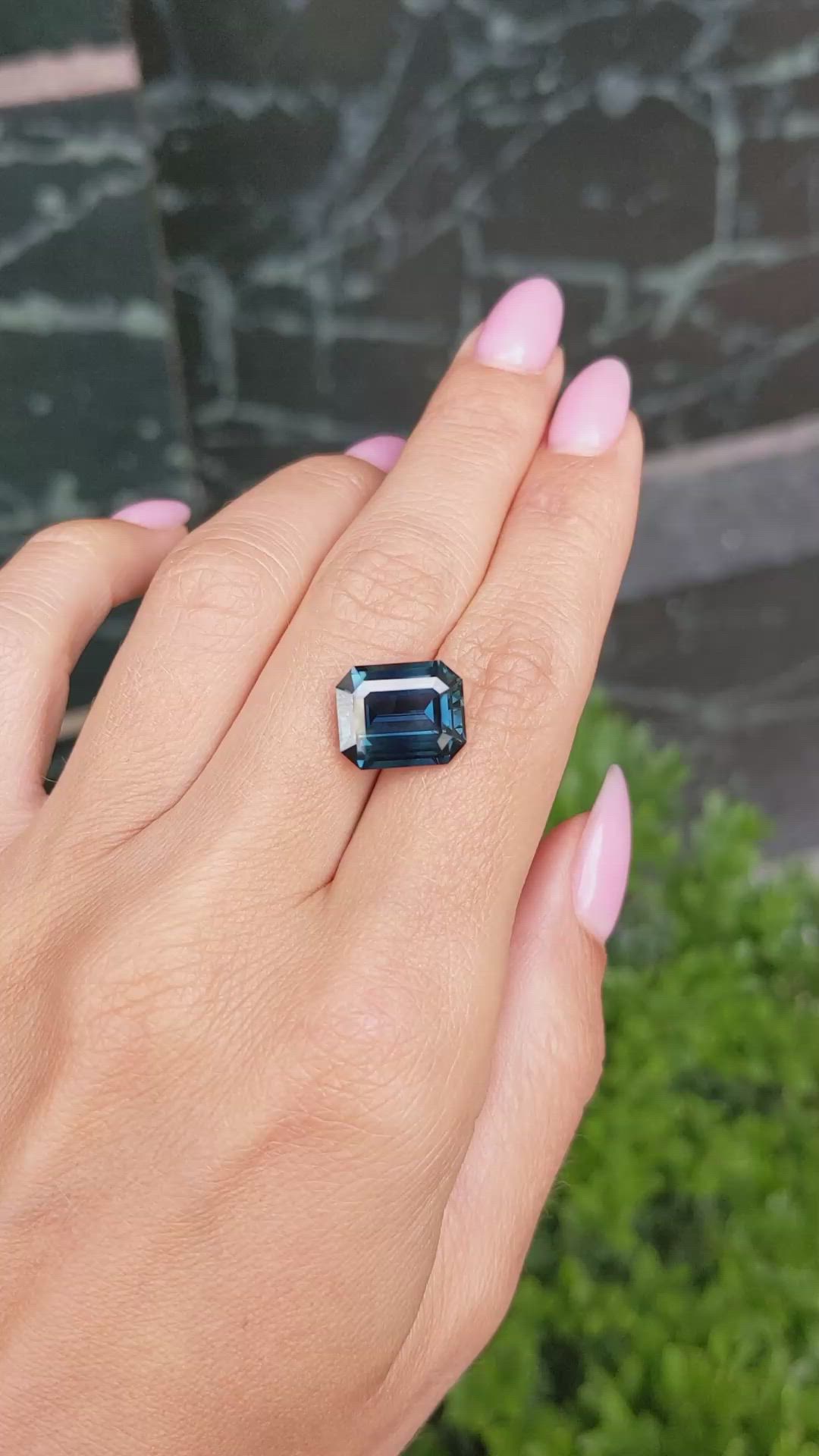 8.60 Ct. Greenish Blue Sapphire from Madagascar Size Video