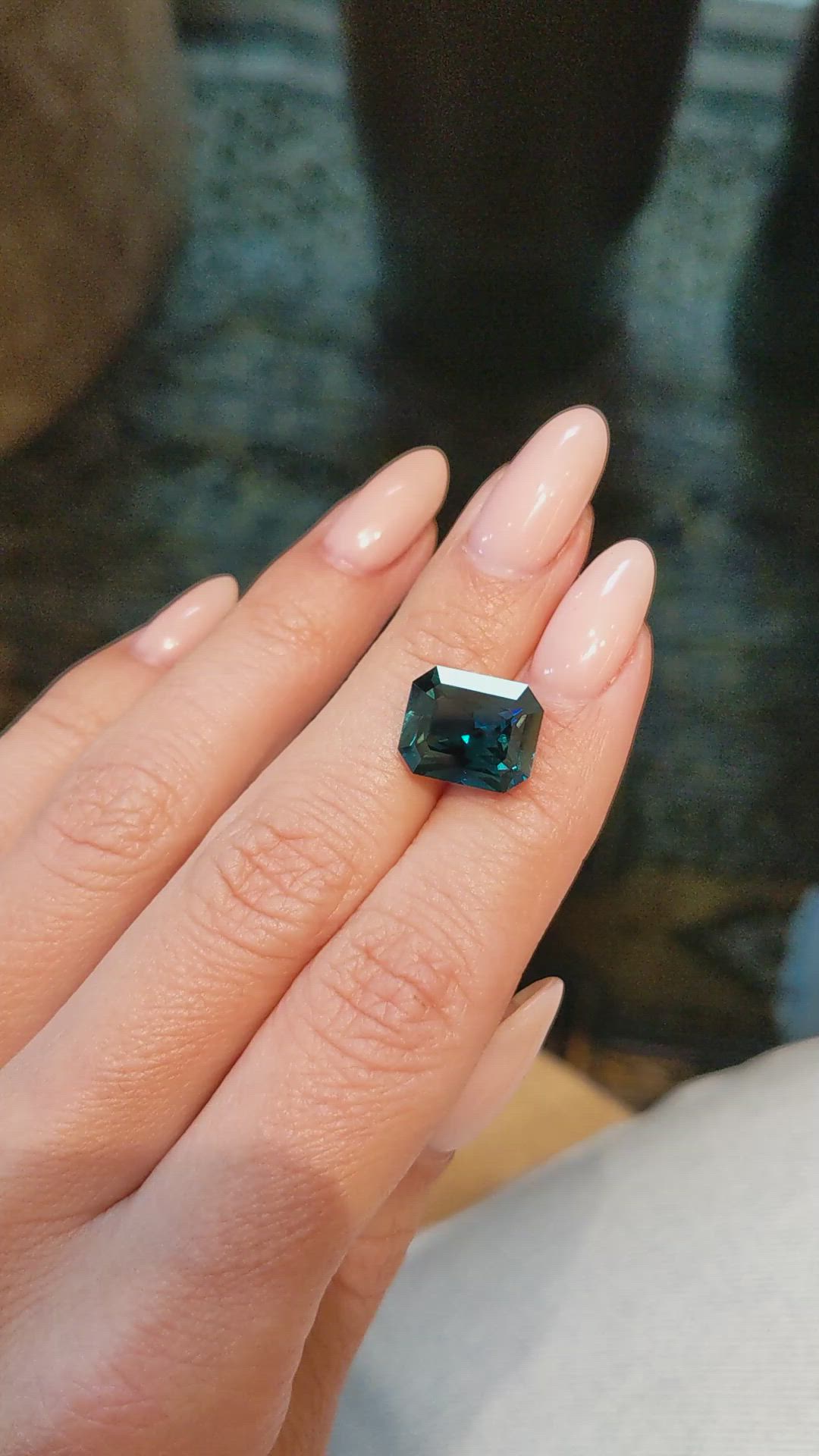 7.43 Ct. Greenish Blue Sapphire from Madagascar Size Video
