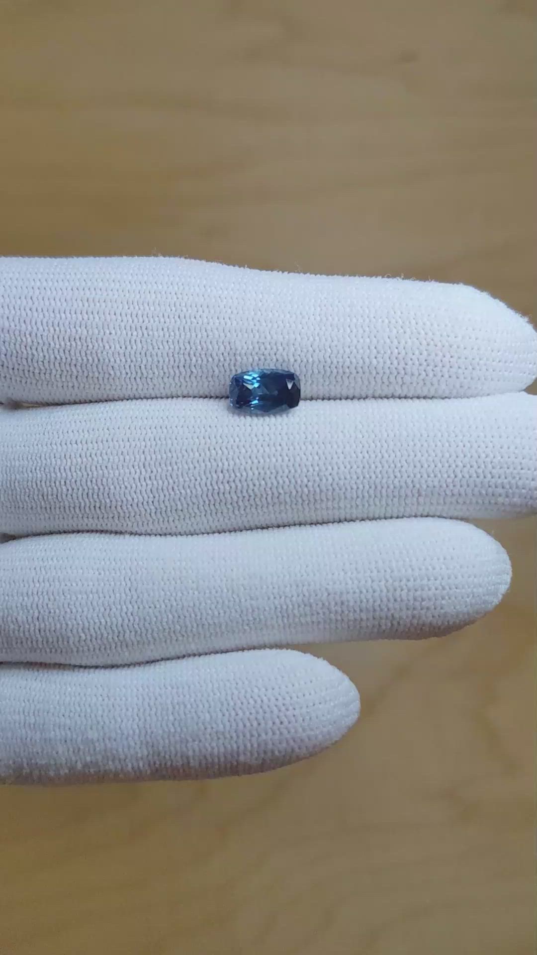 1.95 Ct. Greenish Blue Sapphire from Montana Size Video