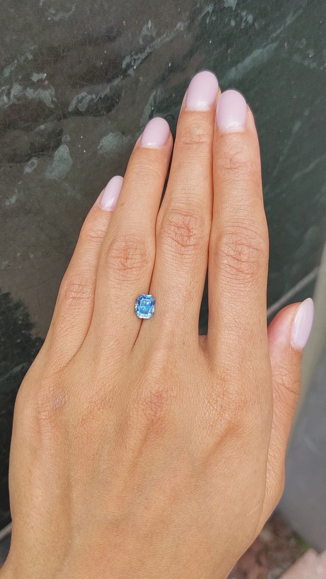 1.68 Ct. Greenish Blue Sapphire from Montana Size Video