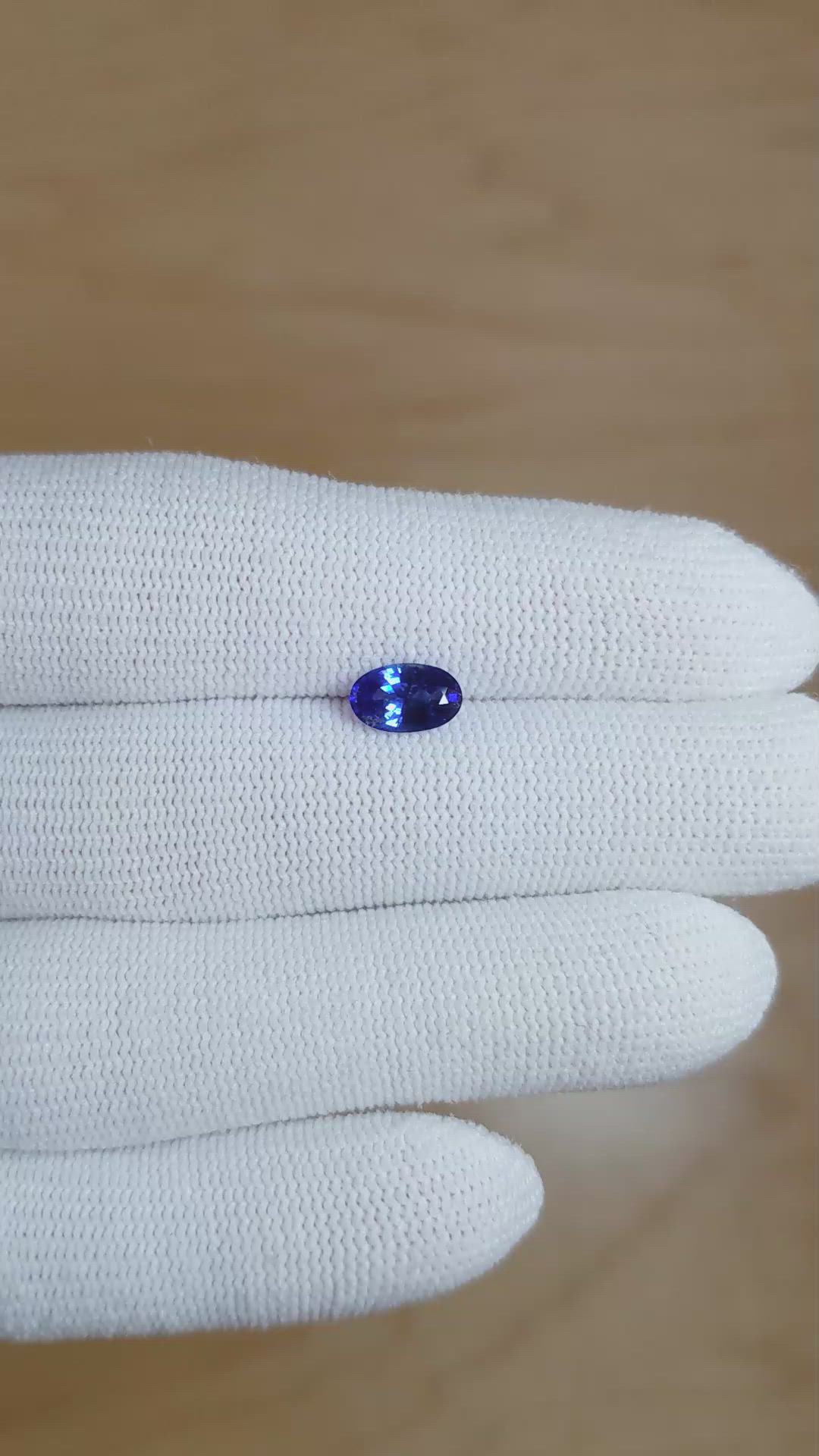 1.12 Ct. Blue Sapphire from Ceylon (Sri Lanka) Size Video