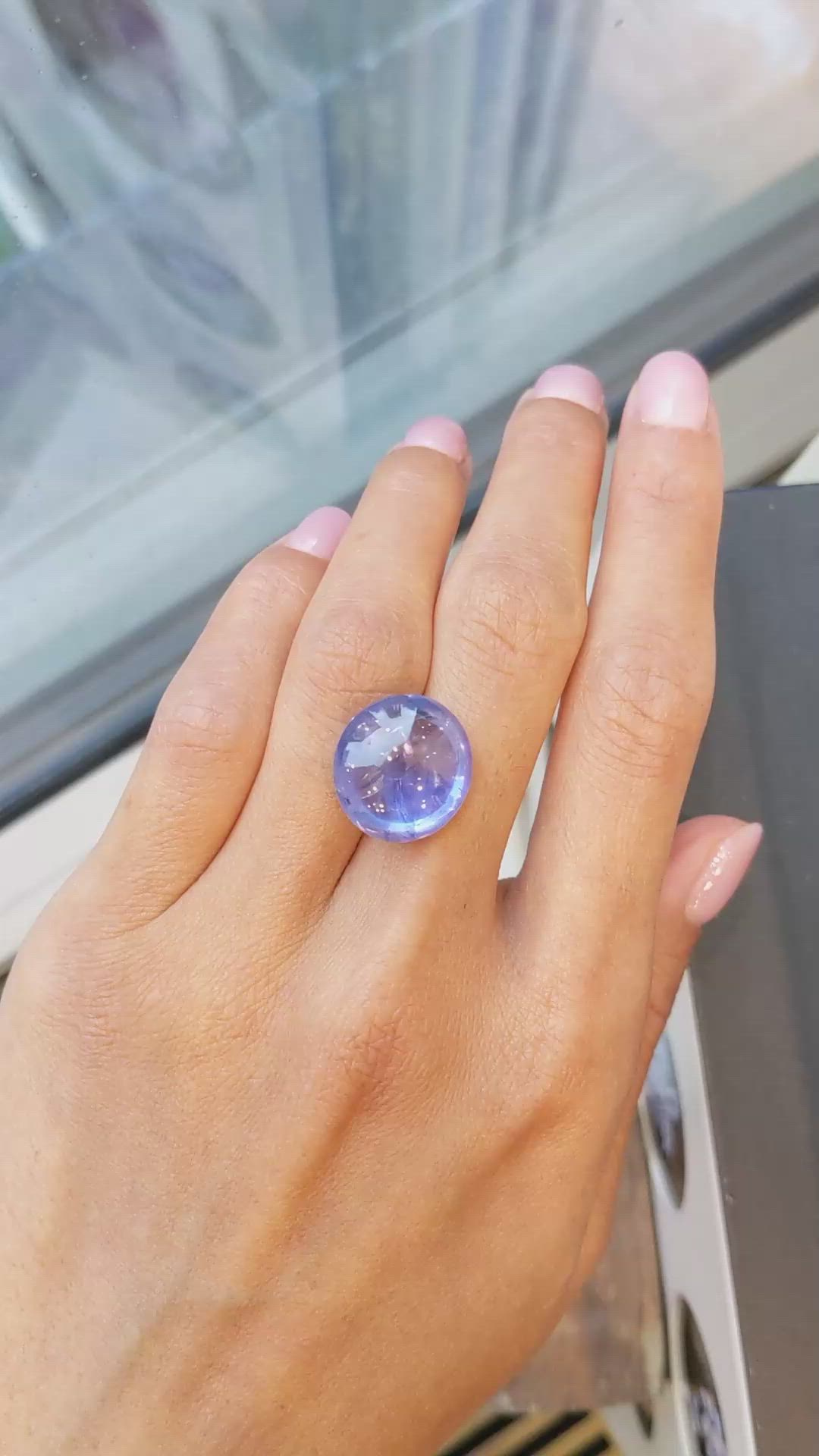 26.26 Ct. Blue Cabochon Sapphire from Ceylon (Sri Lanka) Size Video