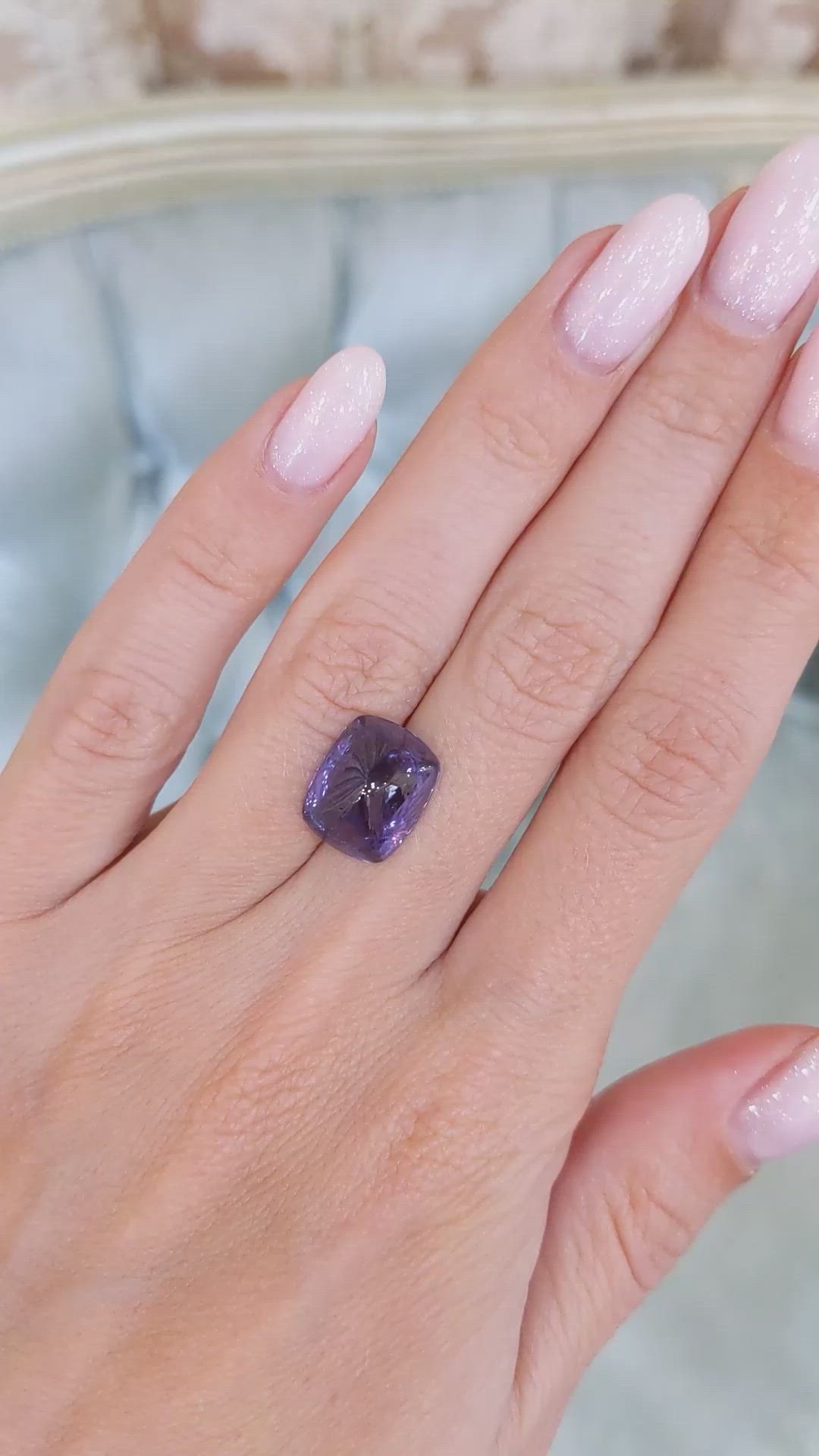 7.89 Ct. Purple Cabochon Sapphire from Ceylon (Sri Lanka) Size Video