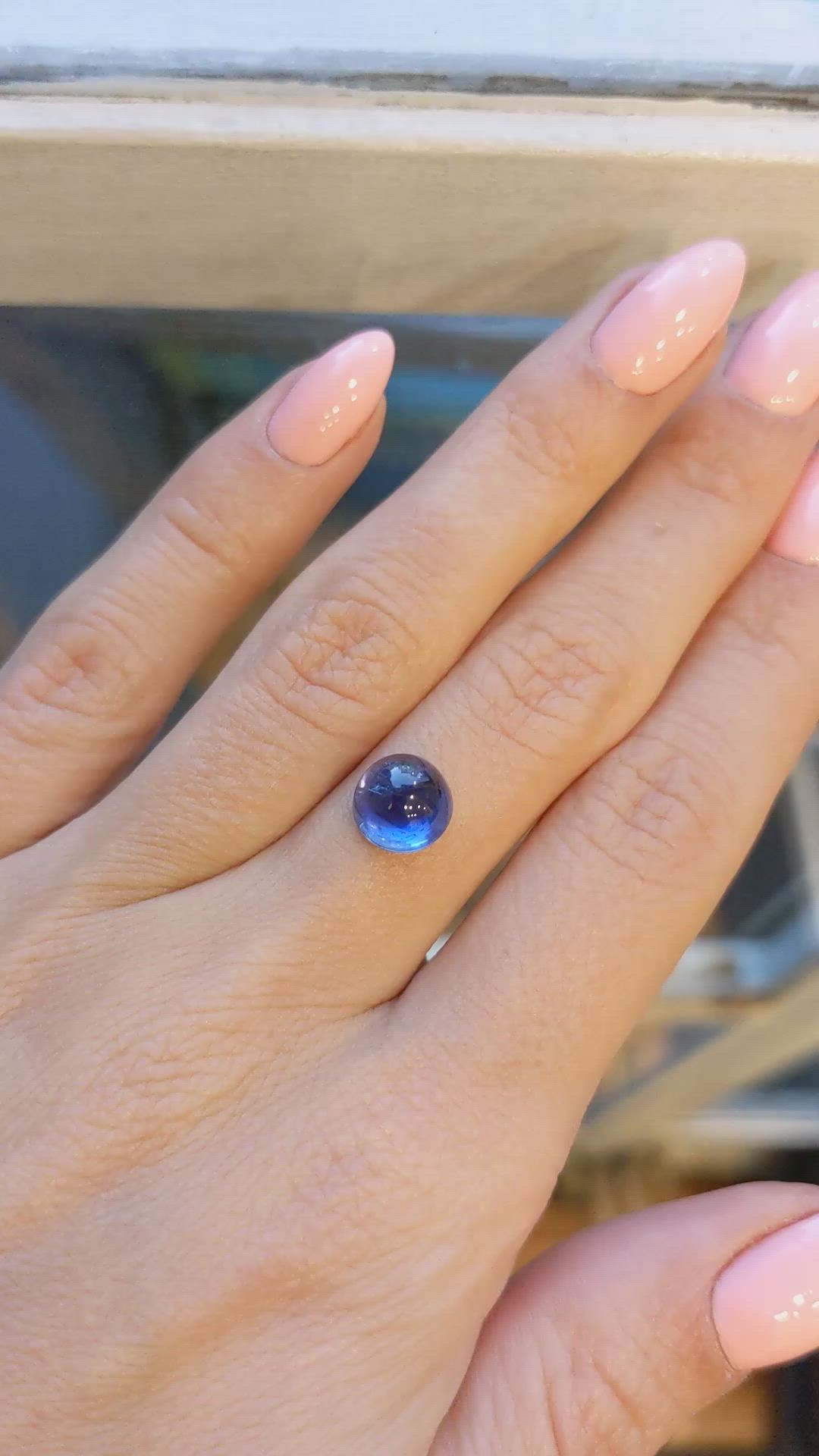 3.98 Ct. Blue Cabochon Sapphire from Burma (Myanmar) Size Video