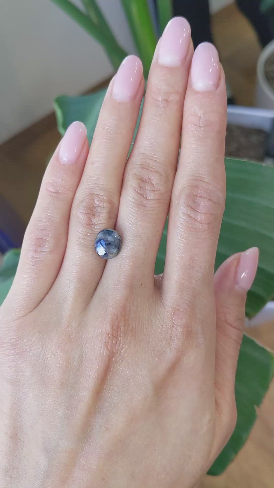 3.55 Ct. Bi Color Cabochon Sapphire from Burma (Myanmar) Size Video