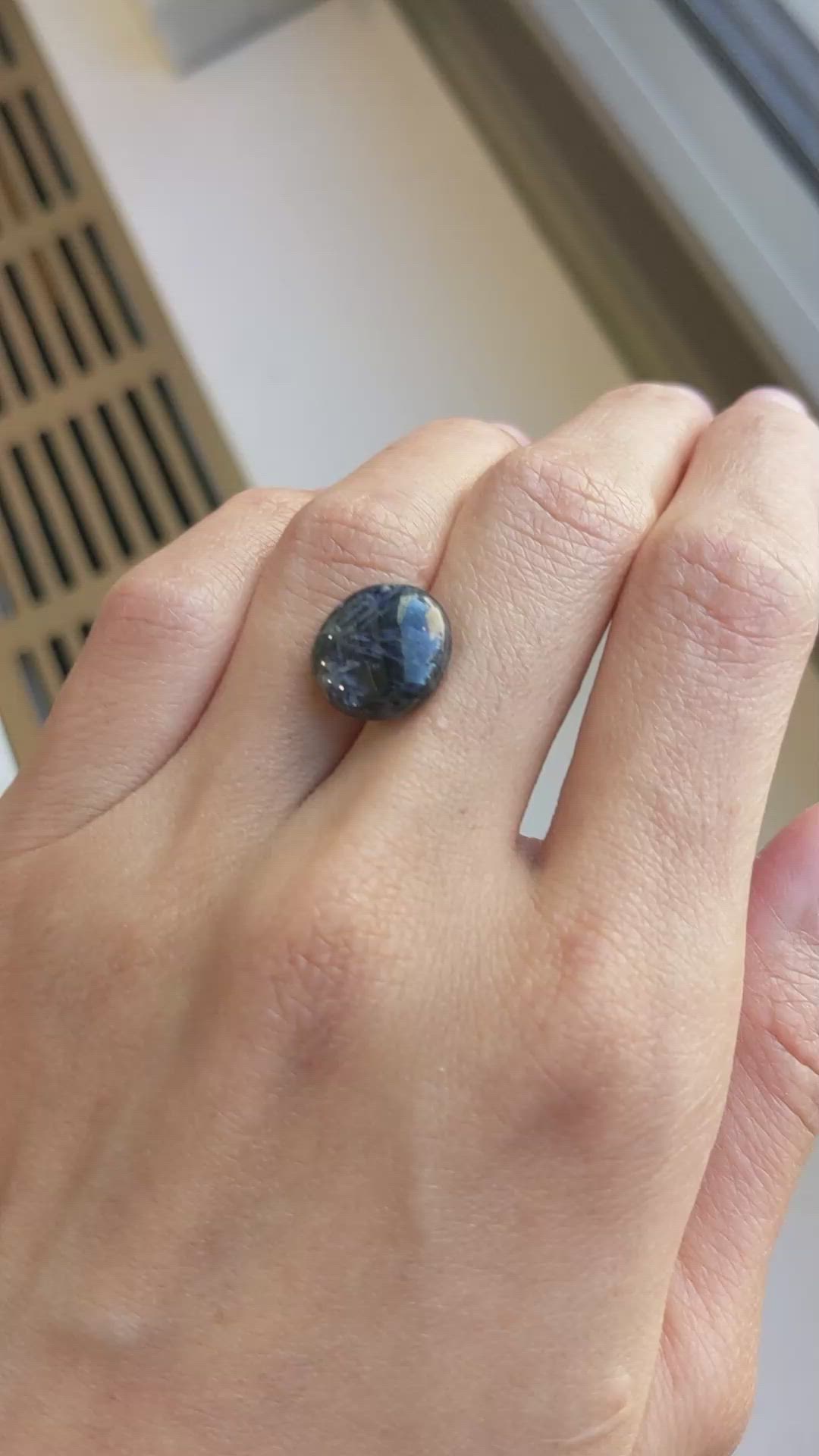 9.37 Ct. Bi Color Cabochon Sapphire from Burma (Myanmar) Size Video