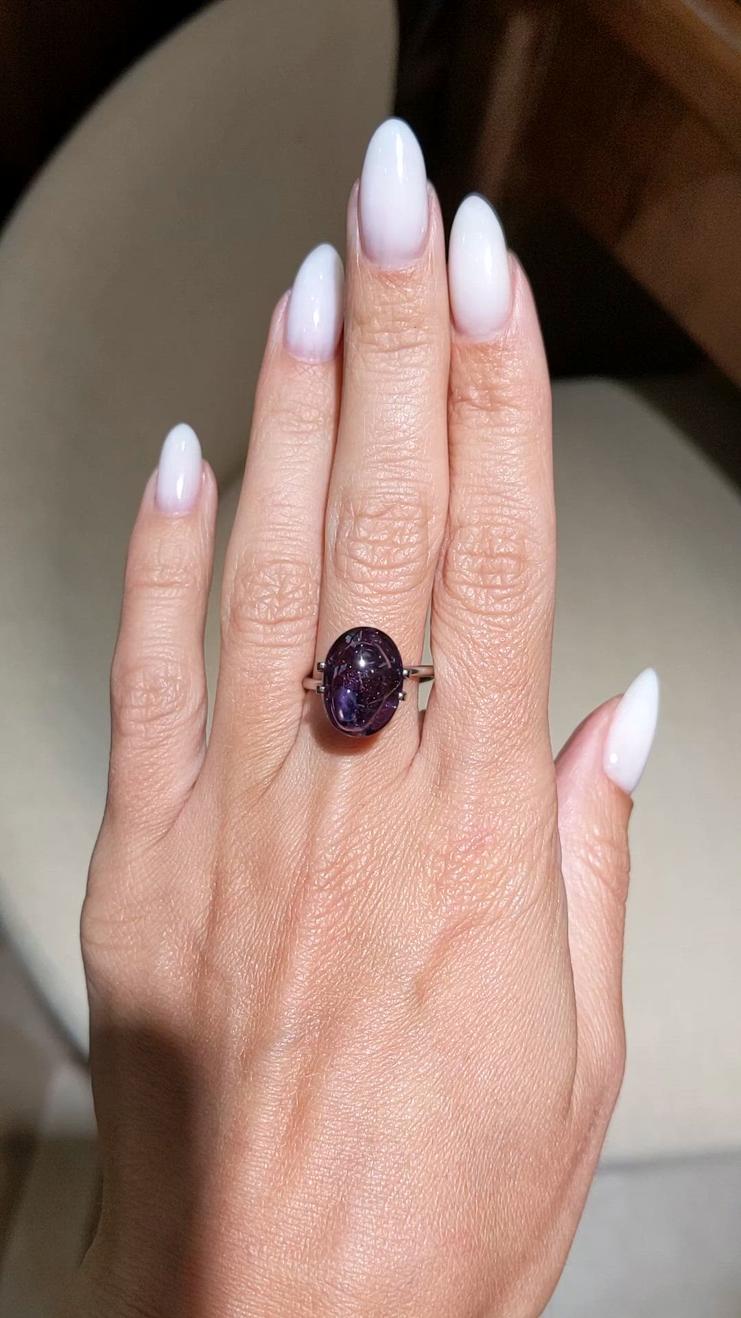 7.01 Ct. Purple Cabochon Sapphire from Ceylon (Sri Lanka) Size Video
