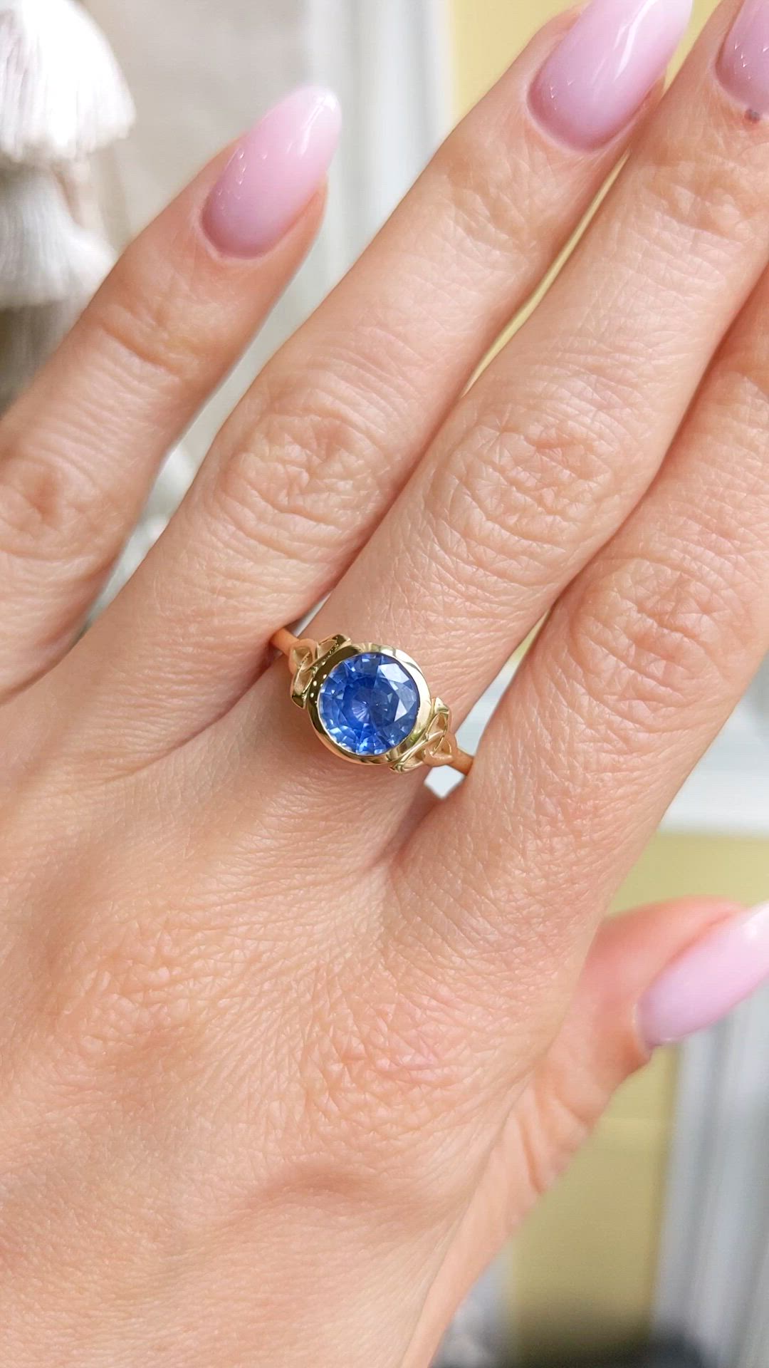 1.76 Ct. Blue Sapphire Bezel Ring, 14K Yellow Gold Size Video