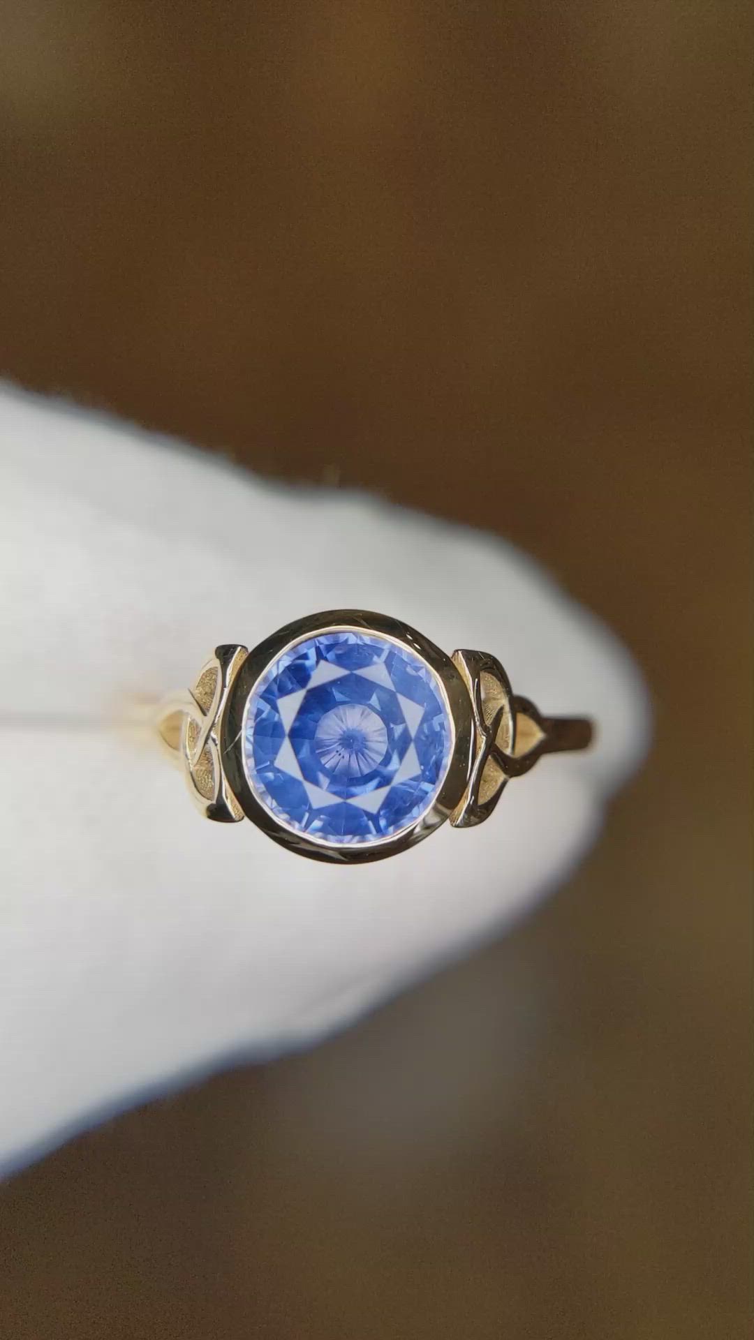 1.76 Ct. Blue Sapphire Bezel Ring, 14K Yellow Gold Size Video