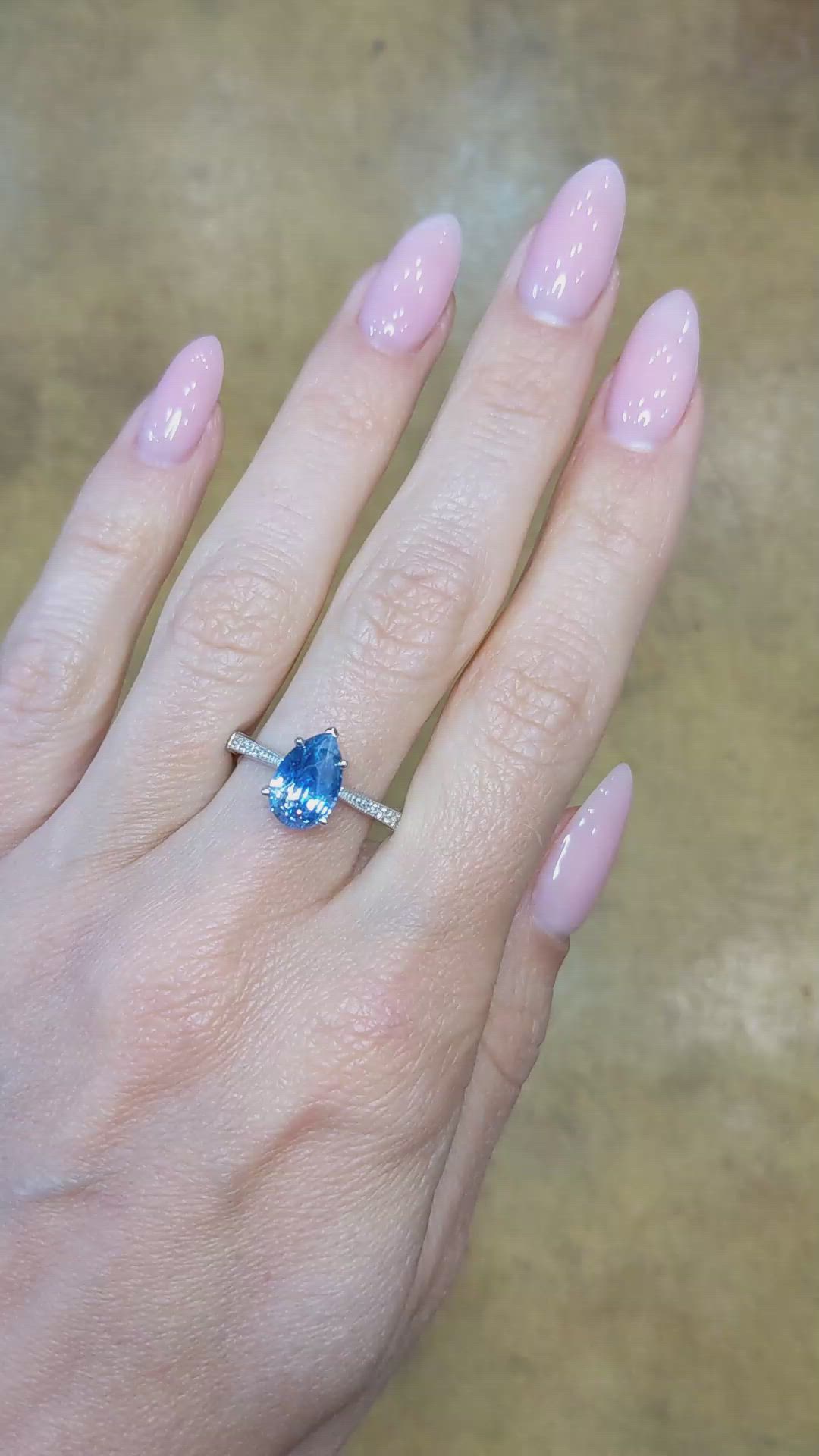 2.91 Ct. Blue Sapphire Antique Style Ring, 14K White Gold Size Video