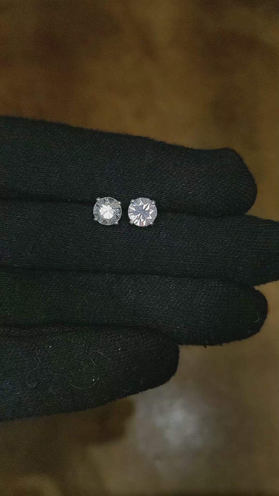 1.80 Ct.Tw. White Sapphire Studs Earrings, 14K White Gold Size Video