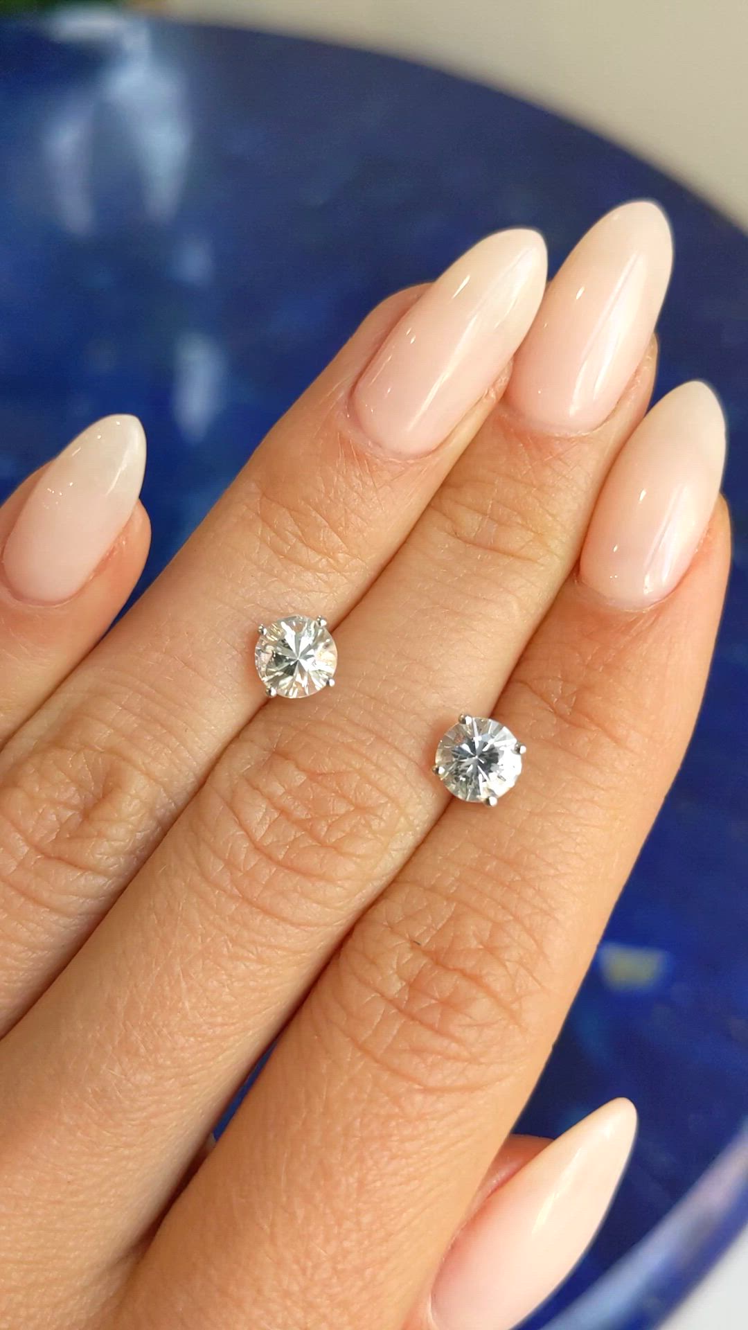 1.80 Ct.Tw. White Sapphire Studs Earrings, 14K White Gold Size Video