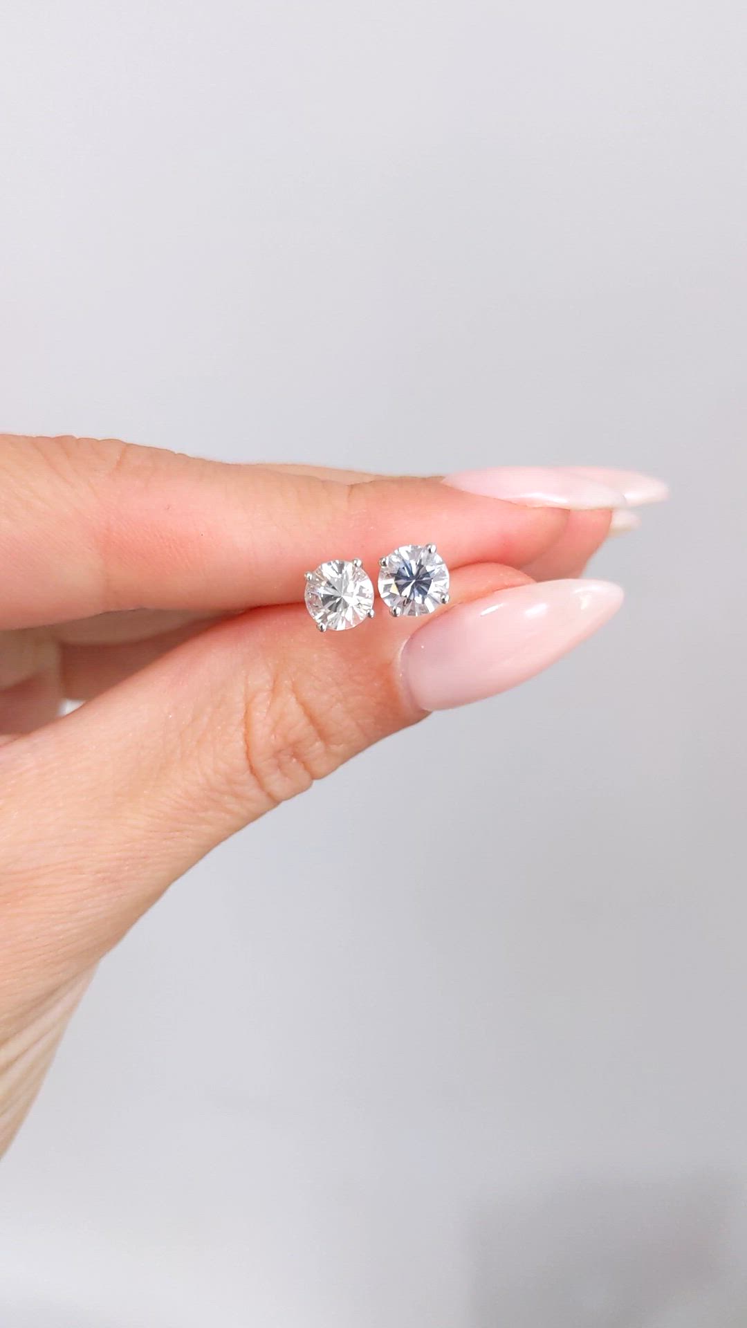 1.80 Ct.Tw. White Sapphire Studs Earrings, 14K White Gold Size Video