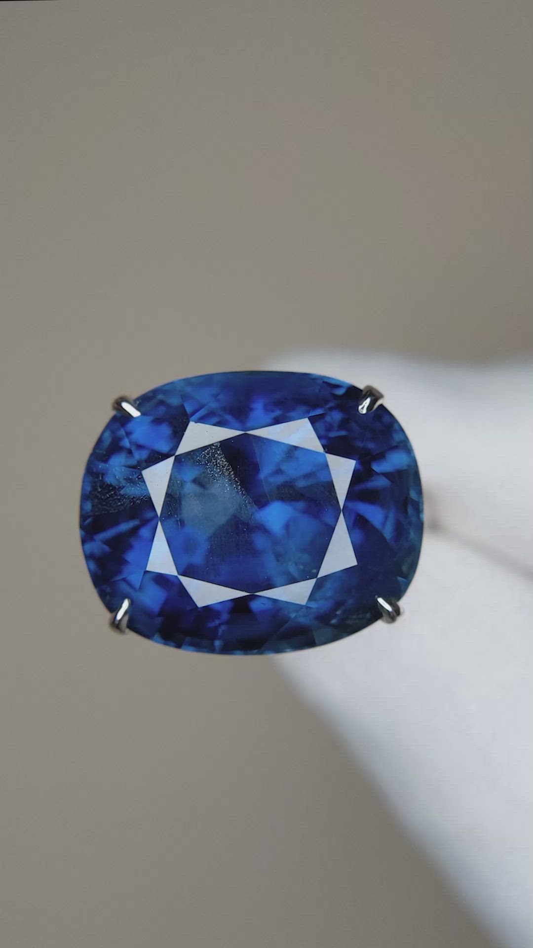 25.18 Ct. Blue Sapphire Pave Ring, 18K White Gold Size Video