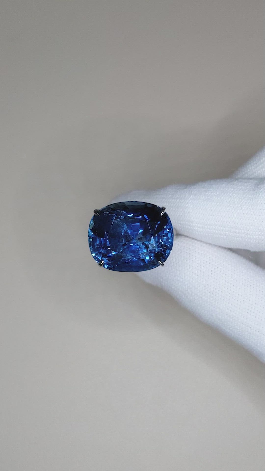 25.18 Ct. Blue Sapphire Pave Ring, 18K White Gold Size Video