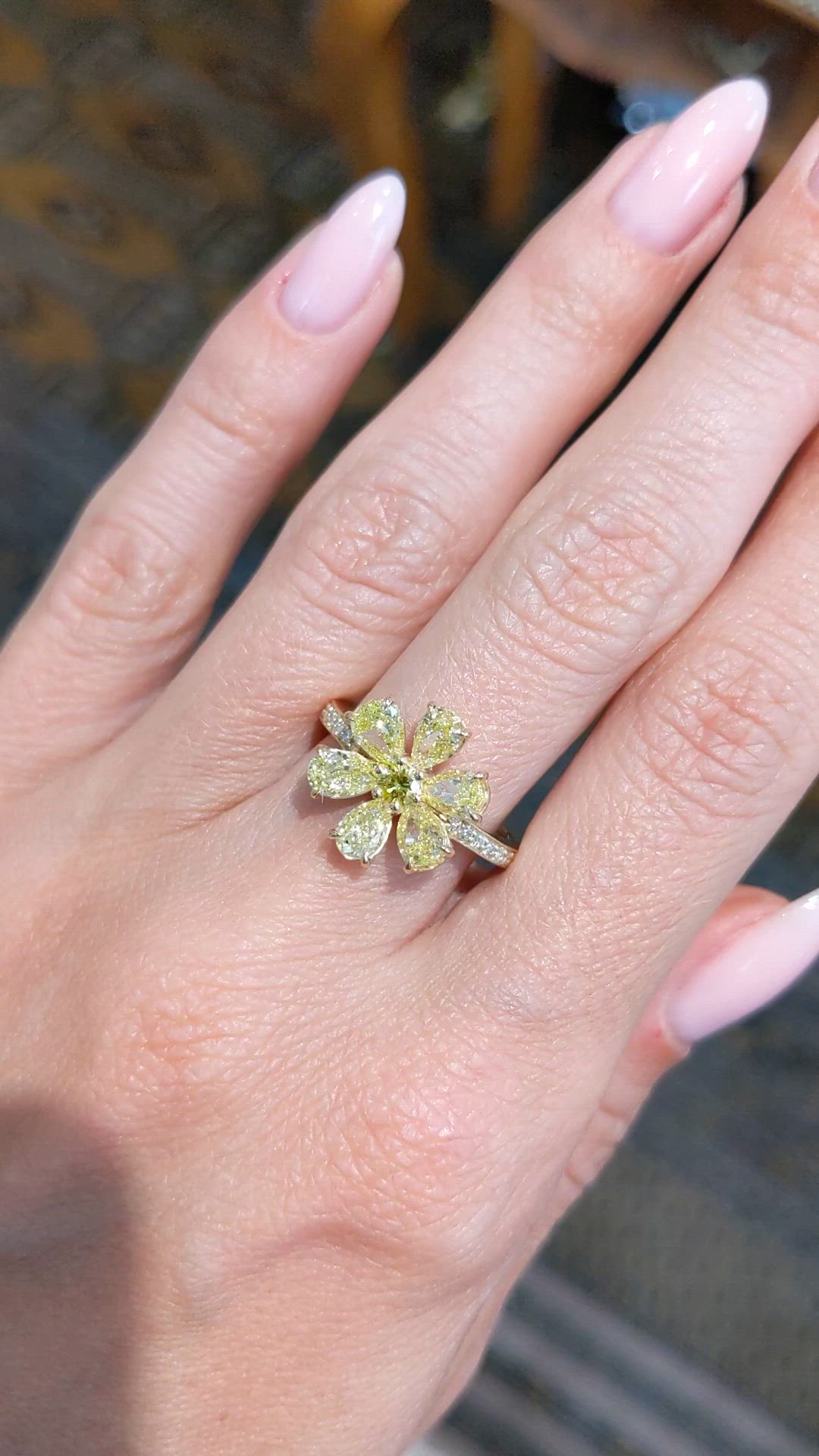 2.10 Ct. Yellow Natural Diamond and Natural Diamond Pave Ring, 18K Yellow Gold Size Video