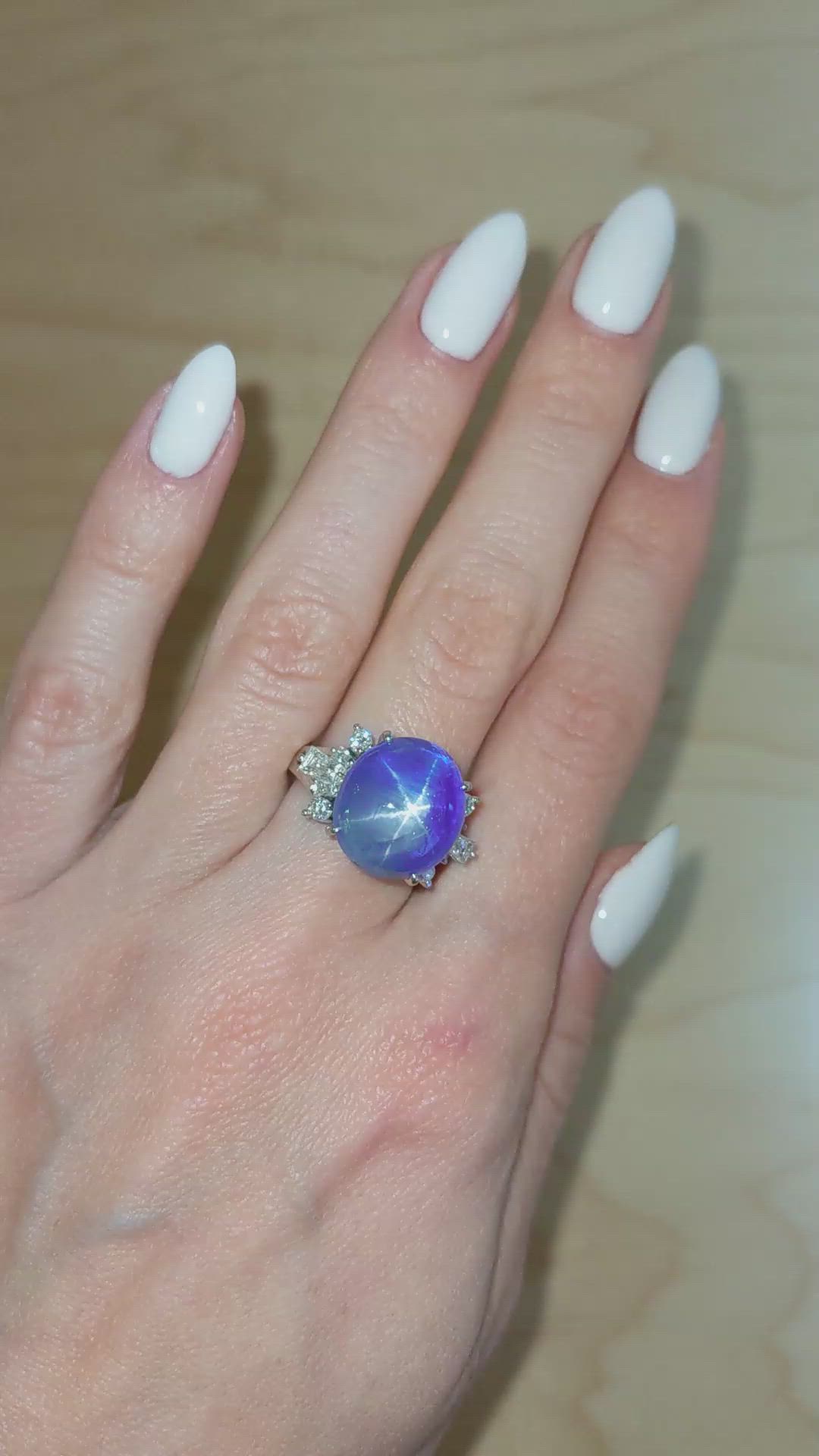 16.08 Ct. Blue Sapphire and Natural Diamond Antique Style Ring, Platinum 950 Size Video
