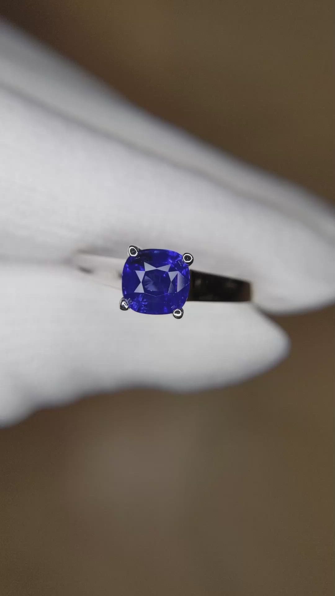 1.38 Ct. Blue Sapphire Solitaire Ring, 14K White Gold Size Video