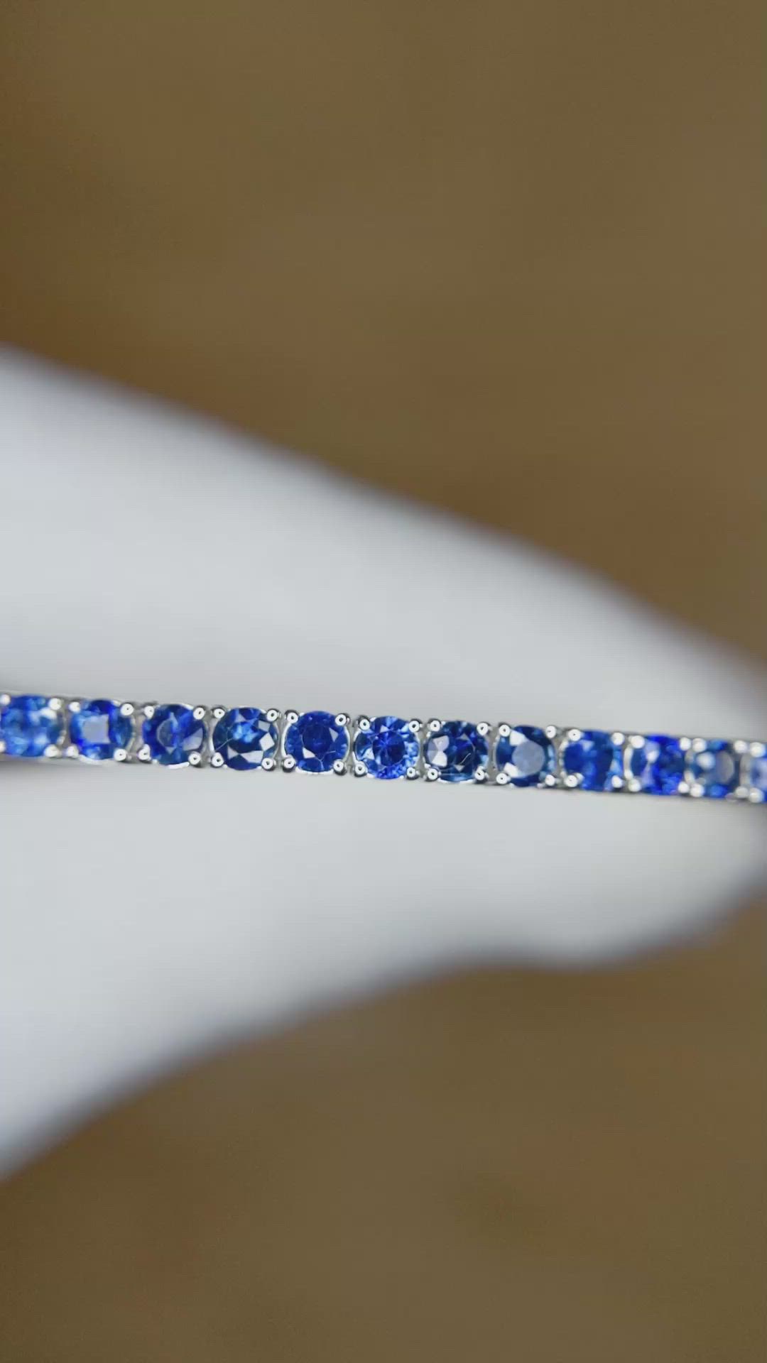 2.54 Ct.Tw. Blue Sapphire Bangle Bracelet, 14K White Gold Size Video
