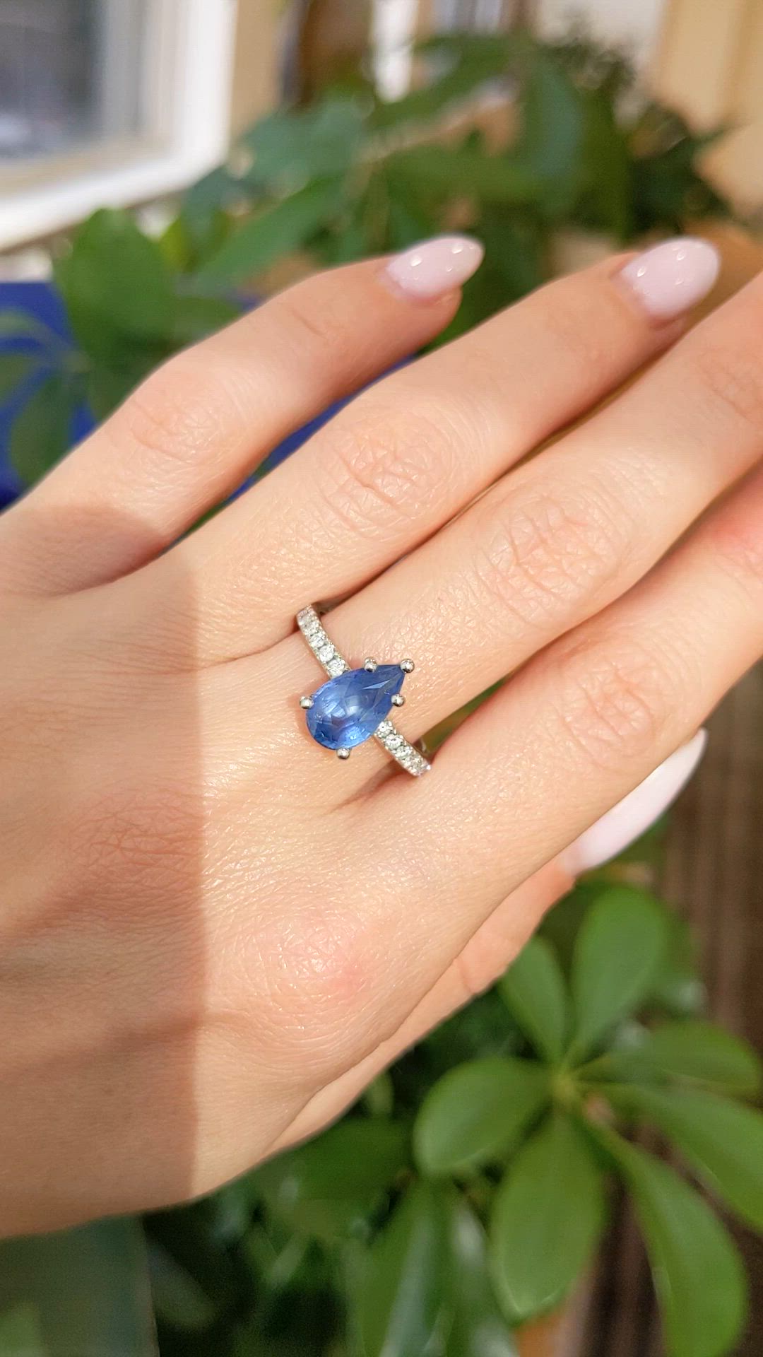 2.03 Ct. Blue Sapphire Pave Ring, Platinum 950 Size Video