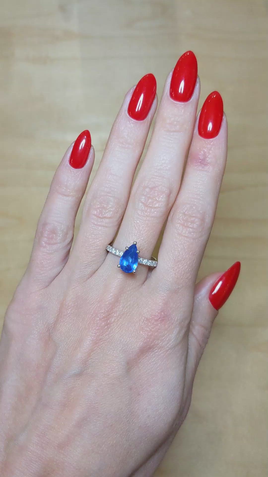 2.03 Ct. Blue Sapphire Pave Ring, Platinum 950 Size Video