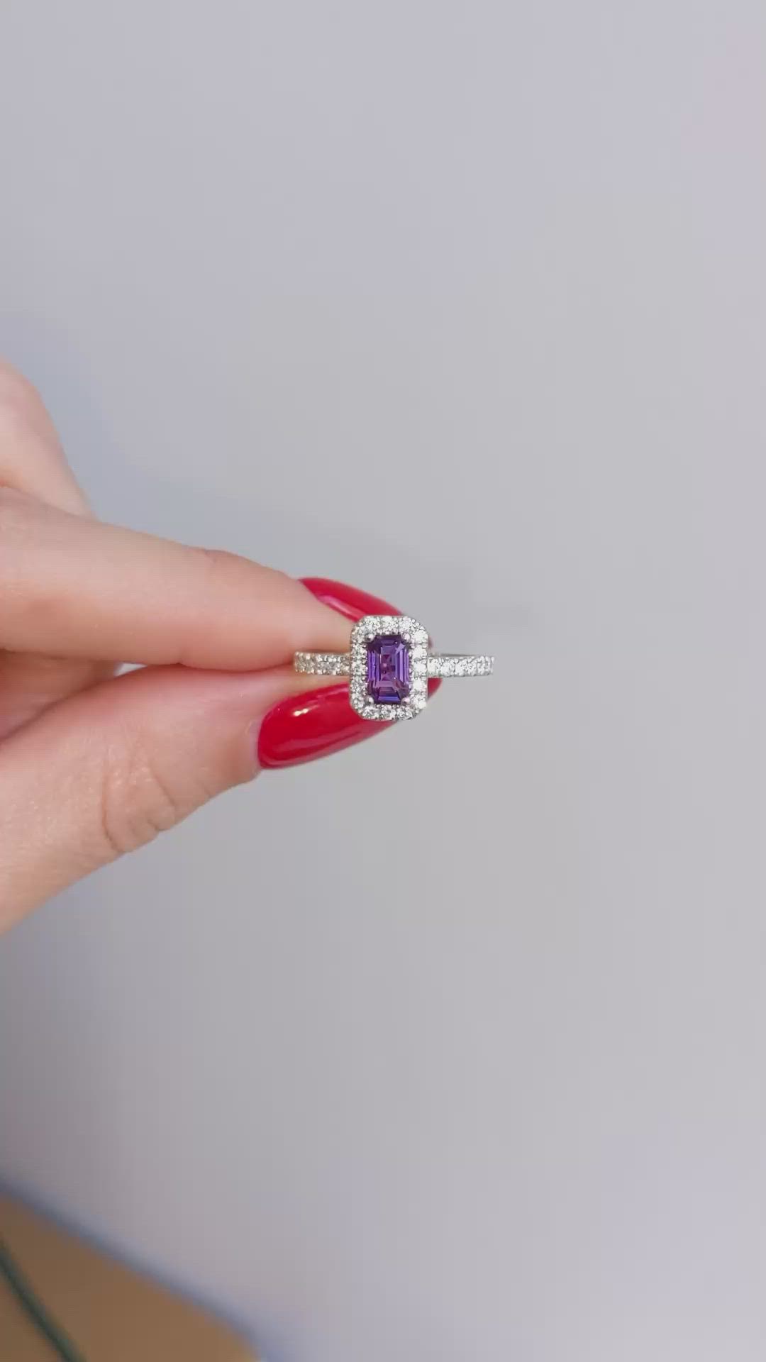 1.01 Ct. Pinkish Purple Sapphire and Natural Diamond Pave Ring, Platinum 950 Size Video
