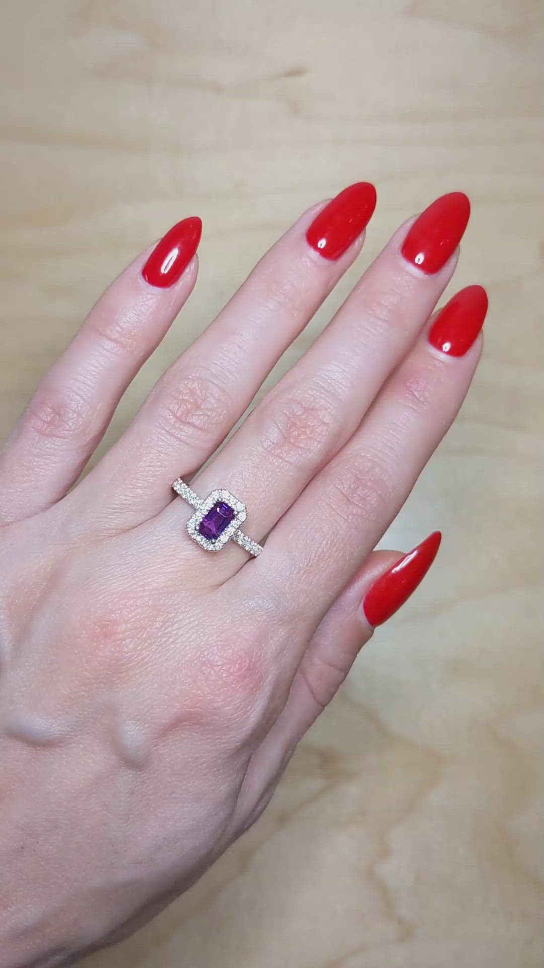 1.01 Ct. Pinkish Purple Sapphire and Natural Diamond Pave Ring, Platinum 950 Size Video