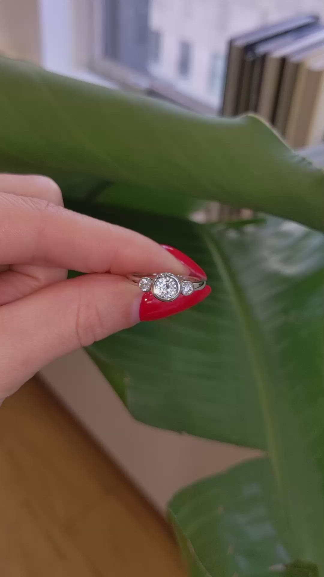 0.80 Ct. Bluish Grey Sapphire Three Stone Ring, Platinum 950 Size Video
