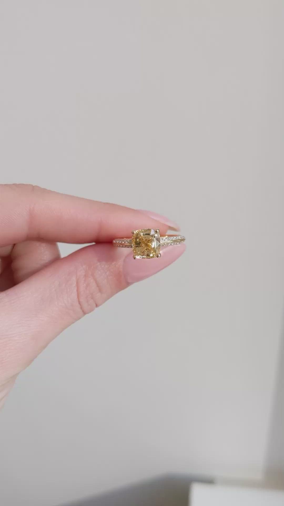 3.17 Ct. Yellow Sapphire and Natural Diamond Pave Ring, 18K Yellow Gold Size Video