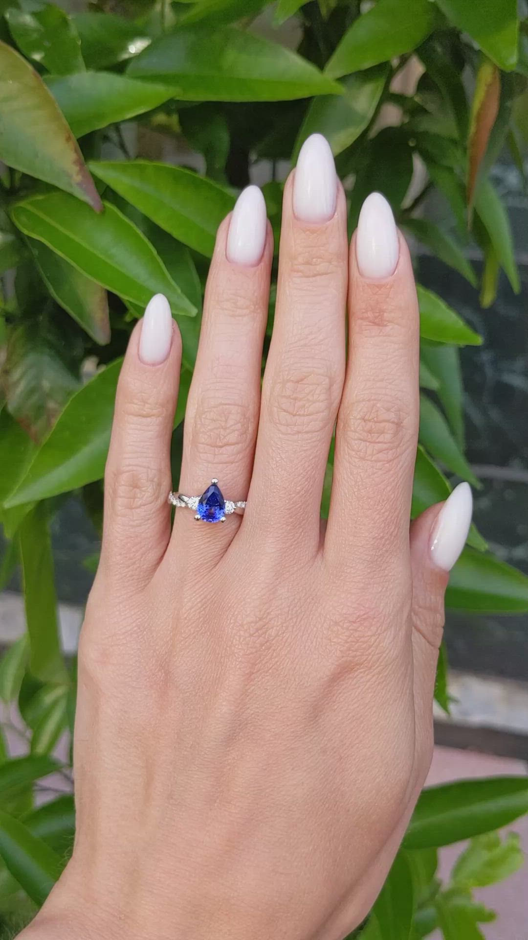 1.20 Ct. Blue Sapphire and Natural Diamond Pave Ring, Platinum 950 Size Video