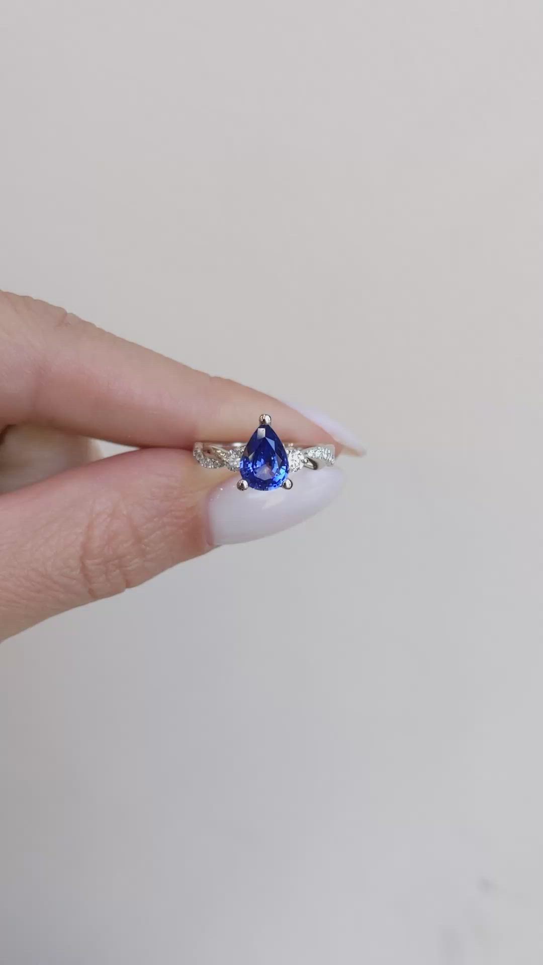 1.20 Ct. Blue Sapphire and Natural Diamond Pave Ring, Platinum 950 Size Video