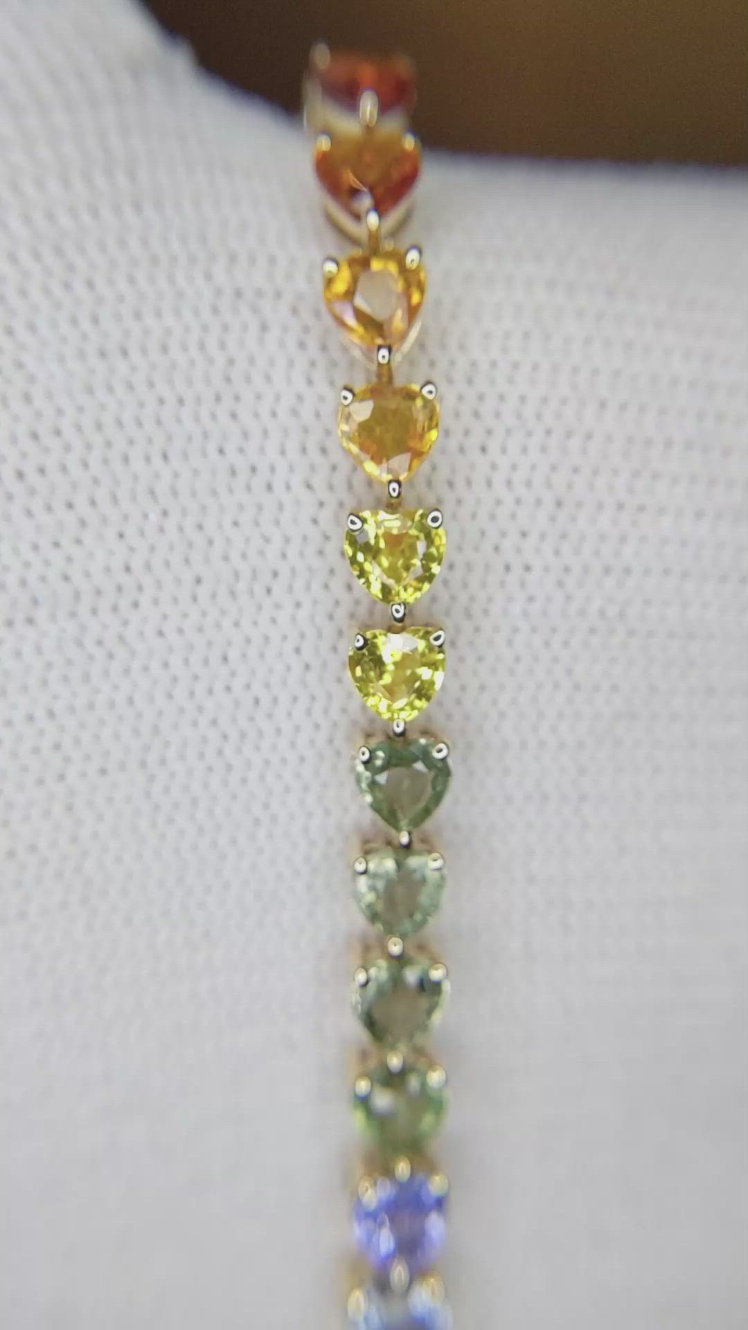 11.50 Ct.Tw. Multi Color Sapphire Tennis/Line Bracelet, 14K Yellow Gold Size Video