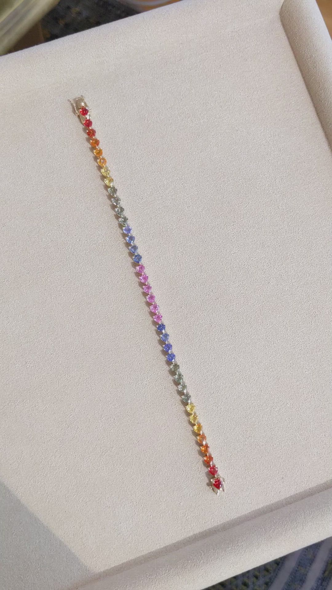 11.50 Ct.Tw. Multi Color Sapphire Tennis/Line Bracelet, 14K Yellow Gold Size Video