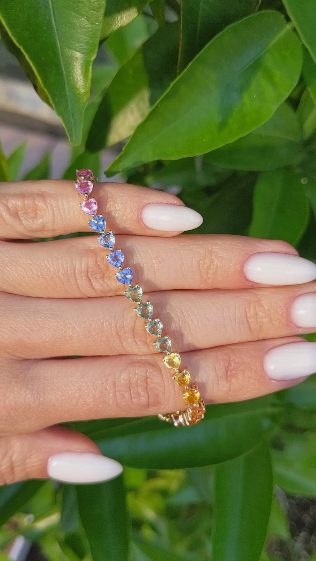 11.50 Ct.Tw. Multi Color Sapphire Tennis/Line Bracelet, 14K Yellow Gold Size Video