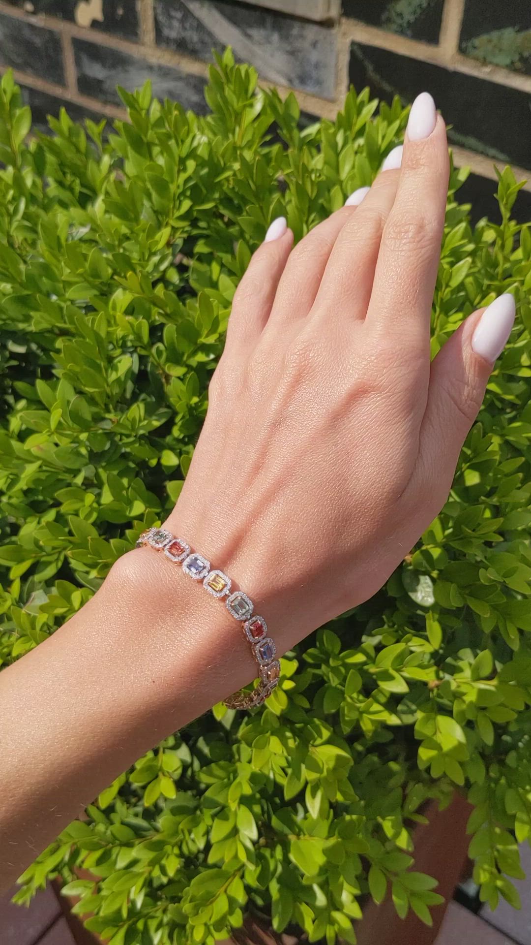 5.28 Ct.Tw. Multi Color Sapphire and Natural Diamond Pave Bracelet, 14K Yellow Gold Size Video