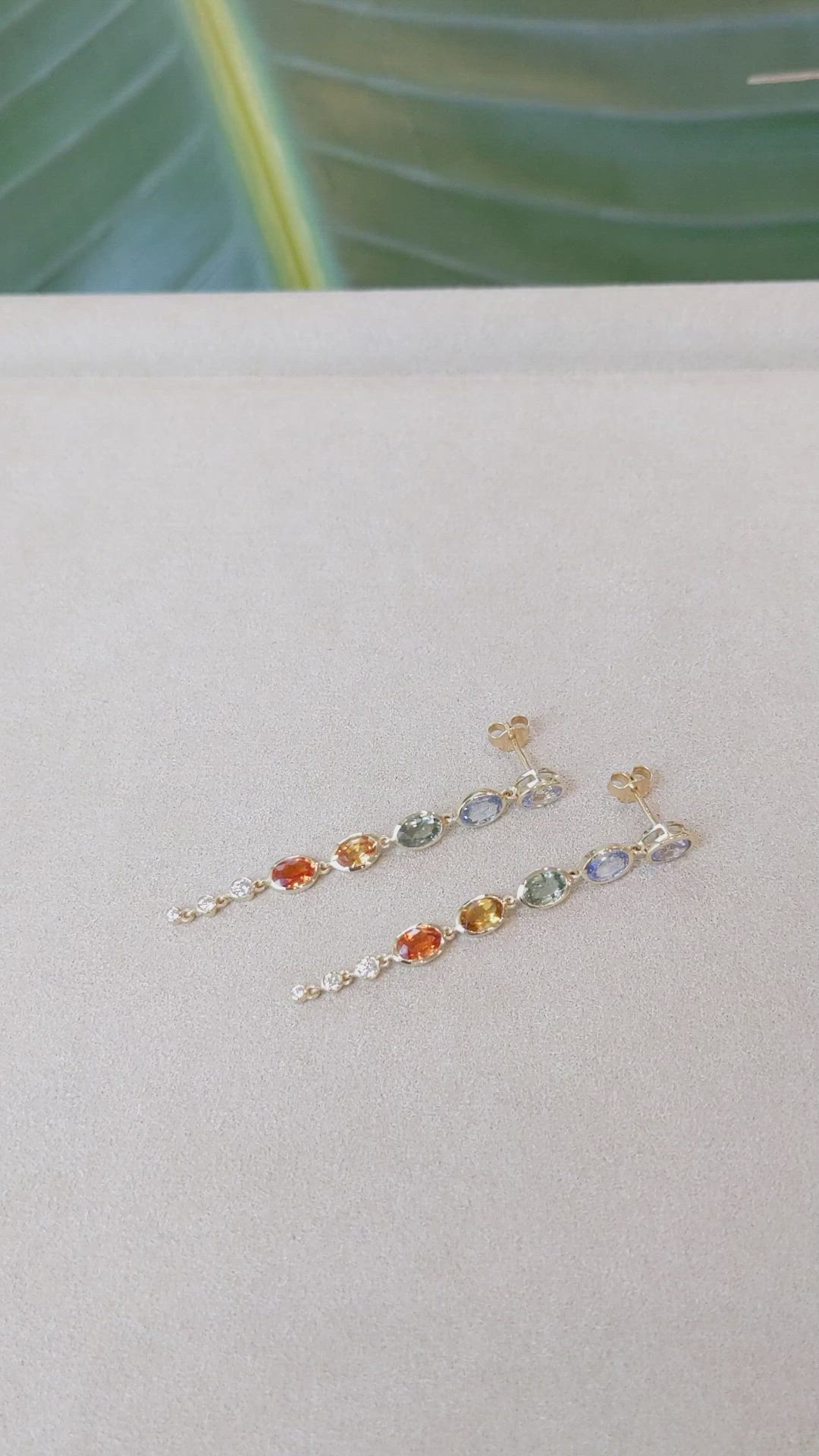 5.78 Ct.Tw. Multi Color Sapphire and Natural Diamond Bezel Earrings, 14K White Gold Size Video