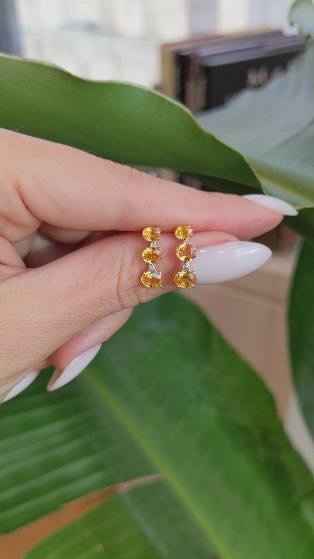 1.06&nbsp;Ct.Tw.Total Carat Weight Yellow Sapphire and Natural Diamond Drops Earrings, 14K Yellow Gold Size Video