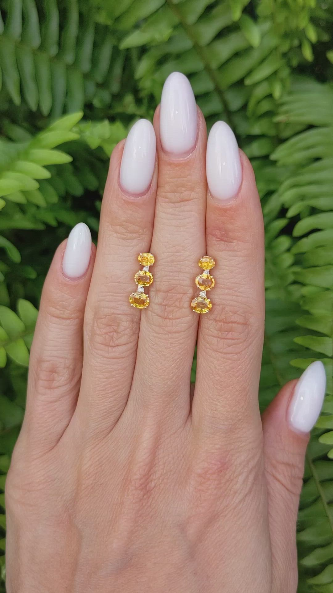 1.06&nbsp;Ct.Tw.Total Carat Weight Yellow Sapphire and Natural Diamond Drops Earrings, 14K Yellow Gold Size Video